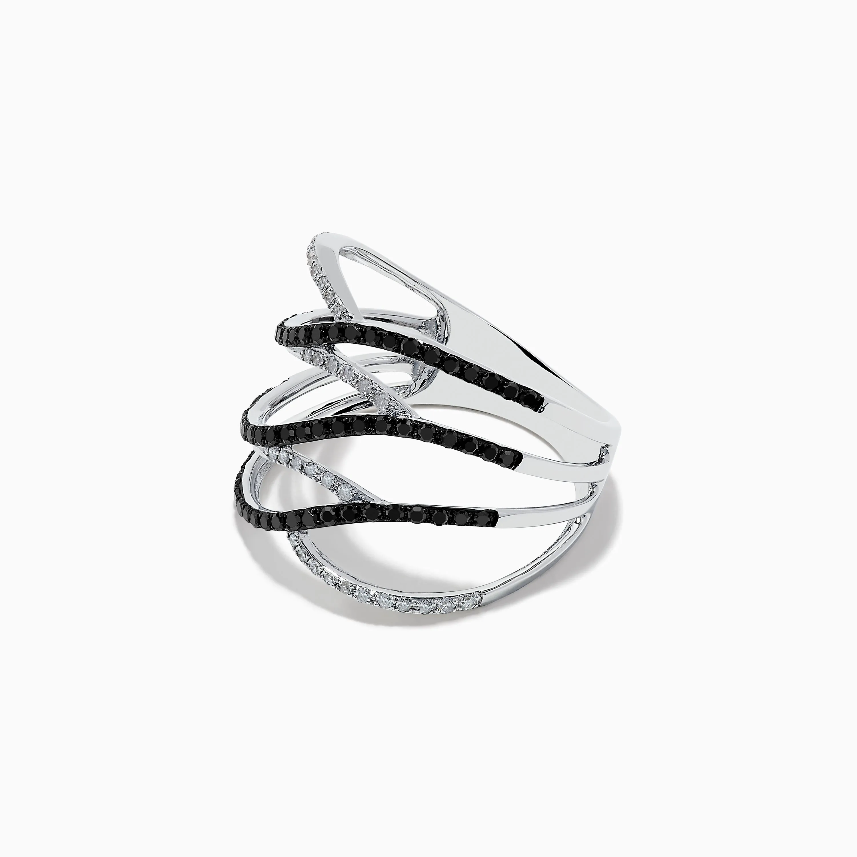 14K White Gold White and Black Diamond Crossover Ring sold by Effy product image thumbnail 2