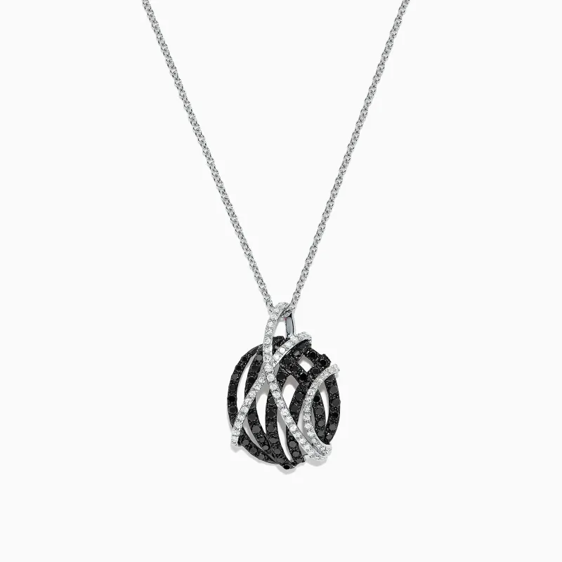 14K White Gold Black and White Diamond Pendant, 0.92 TCW sold by Effy