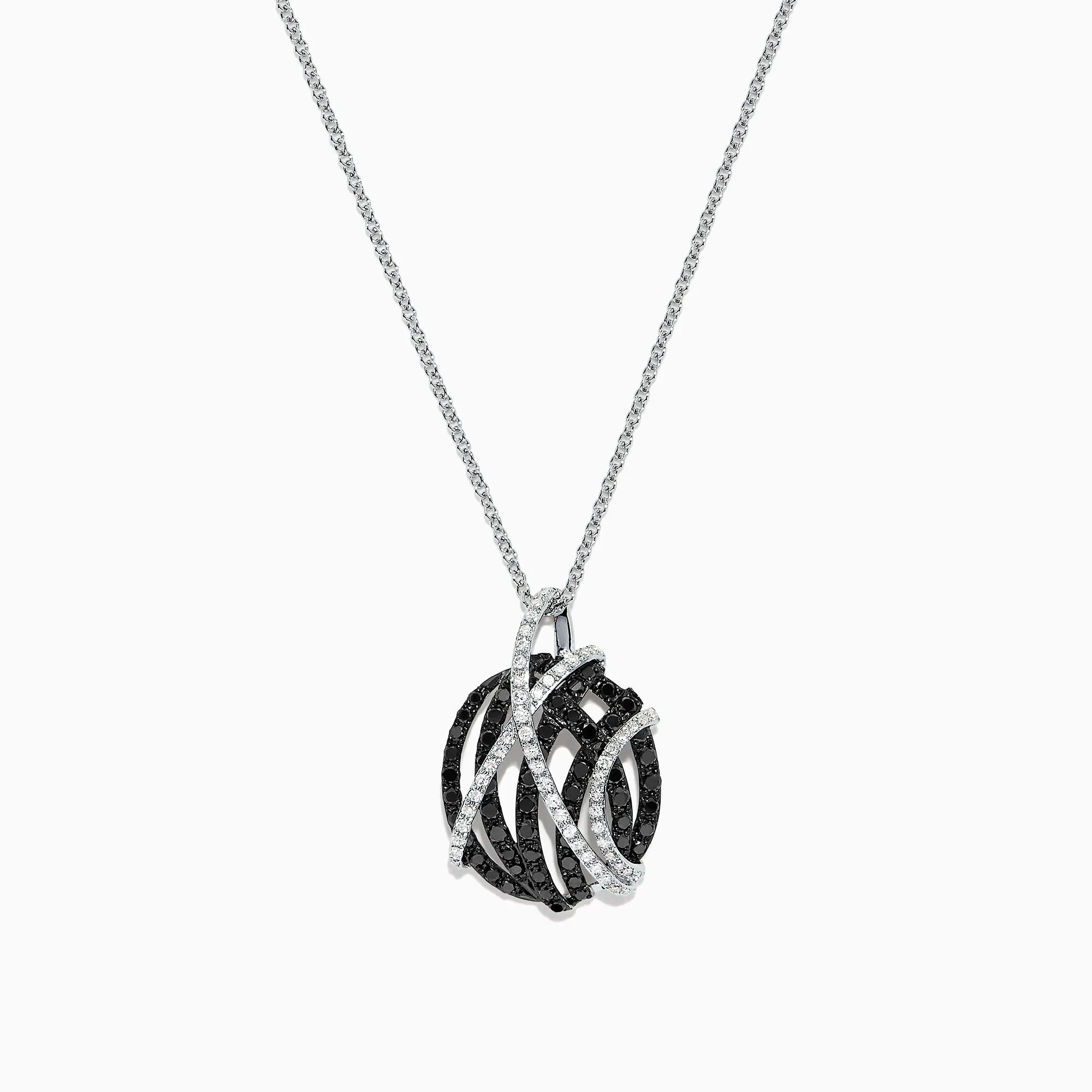 14K White Gold Black and White Diamond Pendant, 0.92 TCW sold by Effy