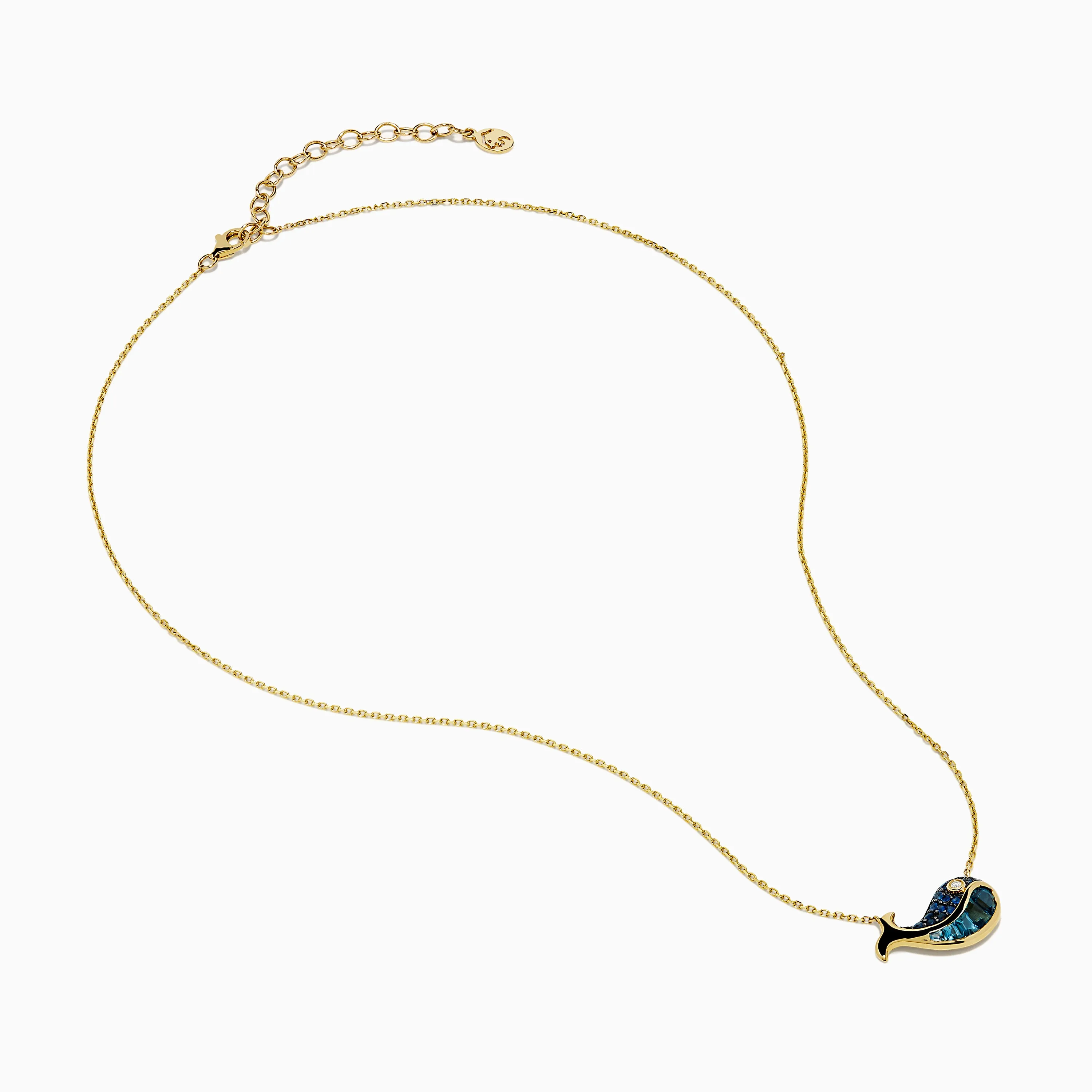 14K Yellow Gold Sapphire, Blue Topaz, and Diamond Whale Necklace sold by Effy product image thumbnail 2