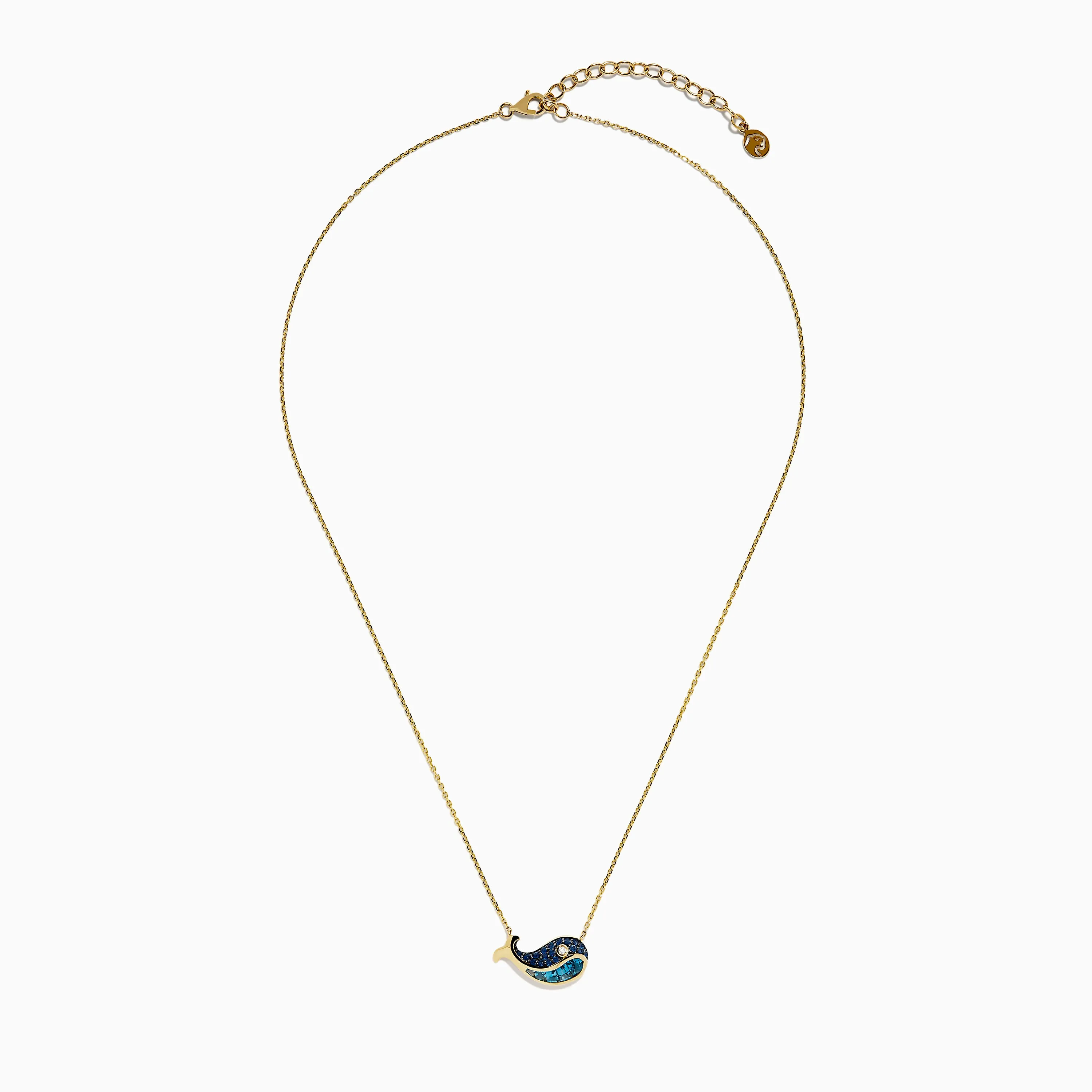 14K Yellow Gold Sapphire, Blue Topaz, and Diamond Whale Necklace sold by Effy product image thumbnail 3