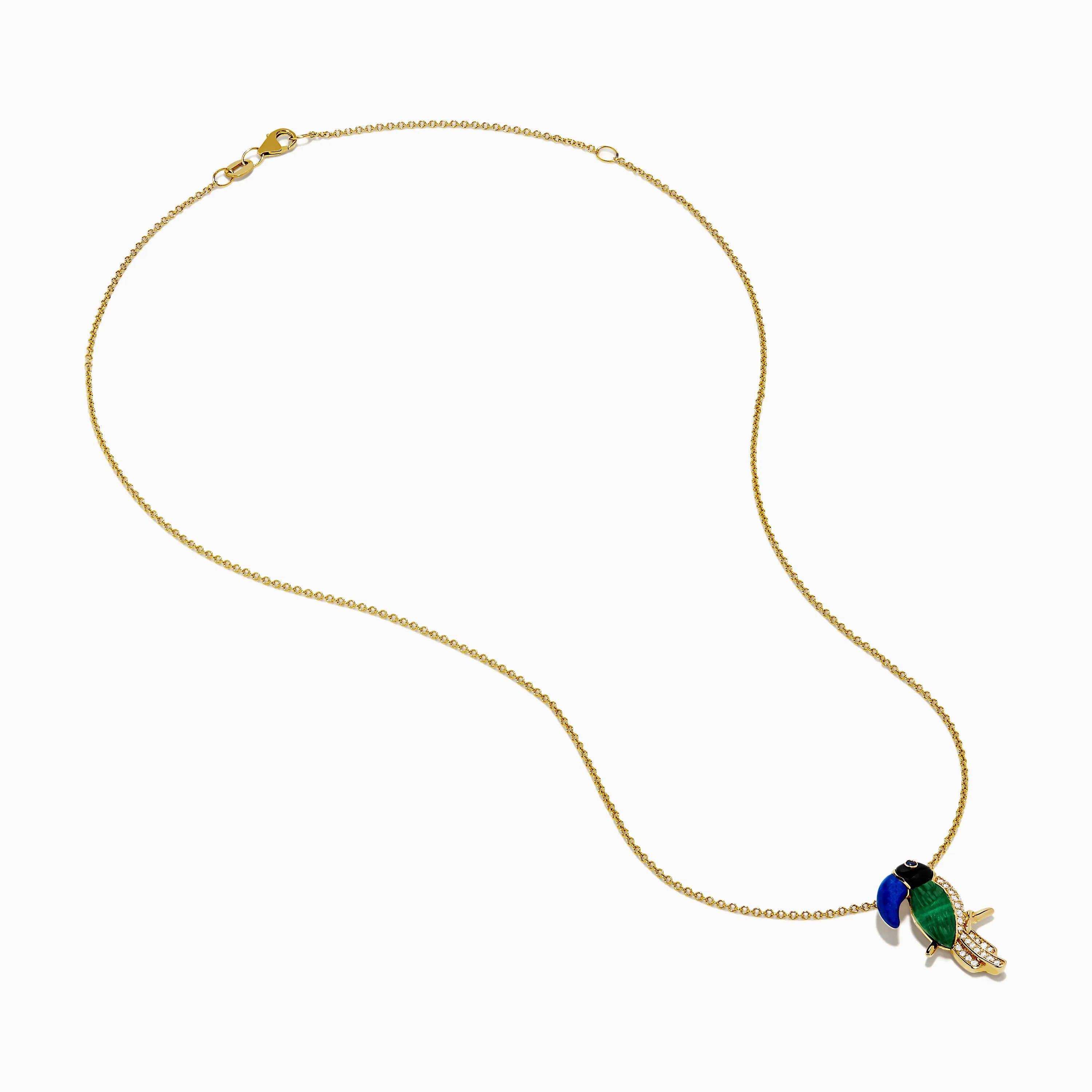 14K Yellow Gold Multi Gemstone and Diamond Toucan Pendant sold by Effy product image thumbnail 2
