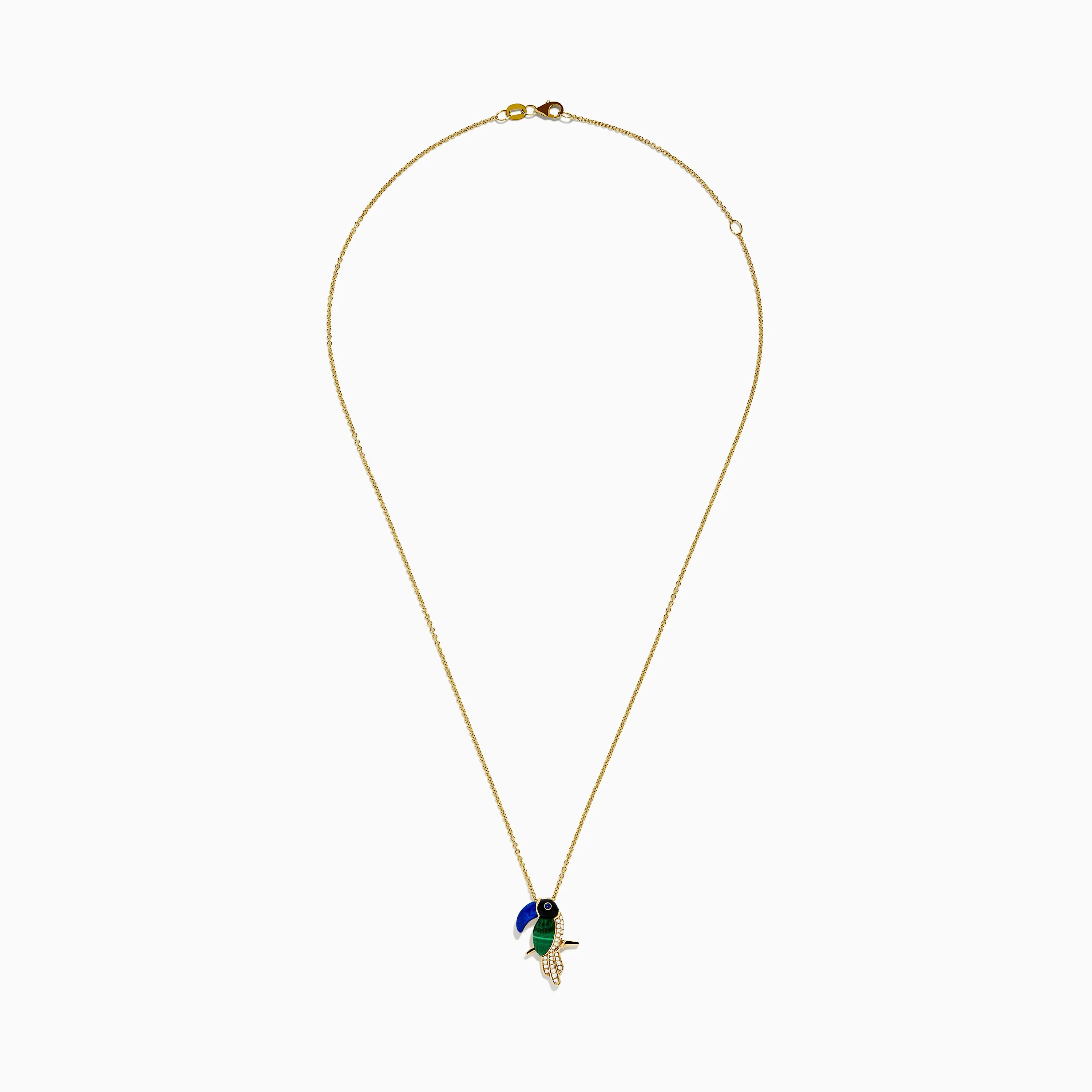 14K Yellow Gold Multi Gemstone and Diamond Toucan Pendant sold by Effy product image thumbnail 3