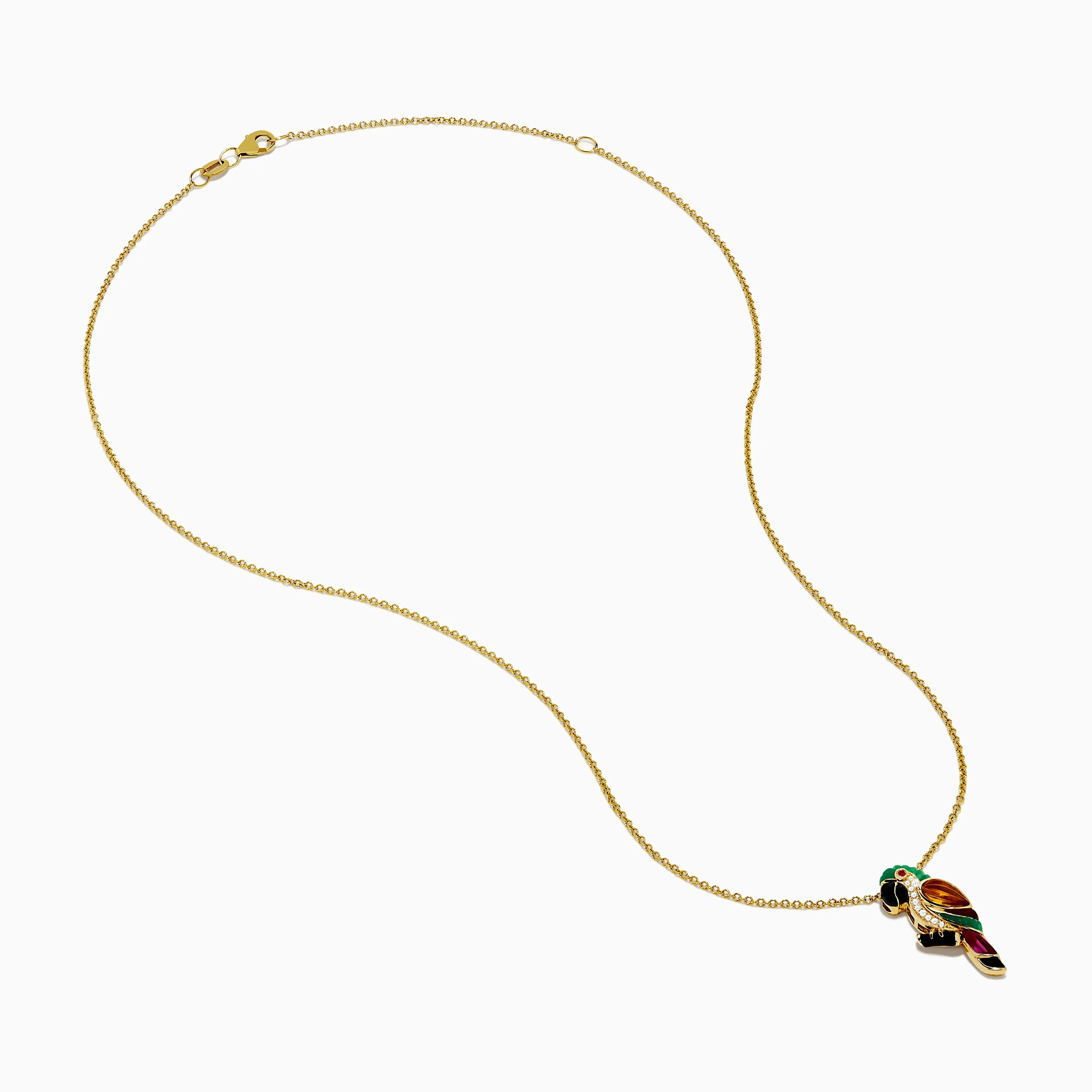 14K Yellow Gold Multi Gemstone and Diamond Parrot Pendant sold by Effy product image thumbnail 2