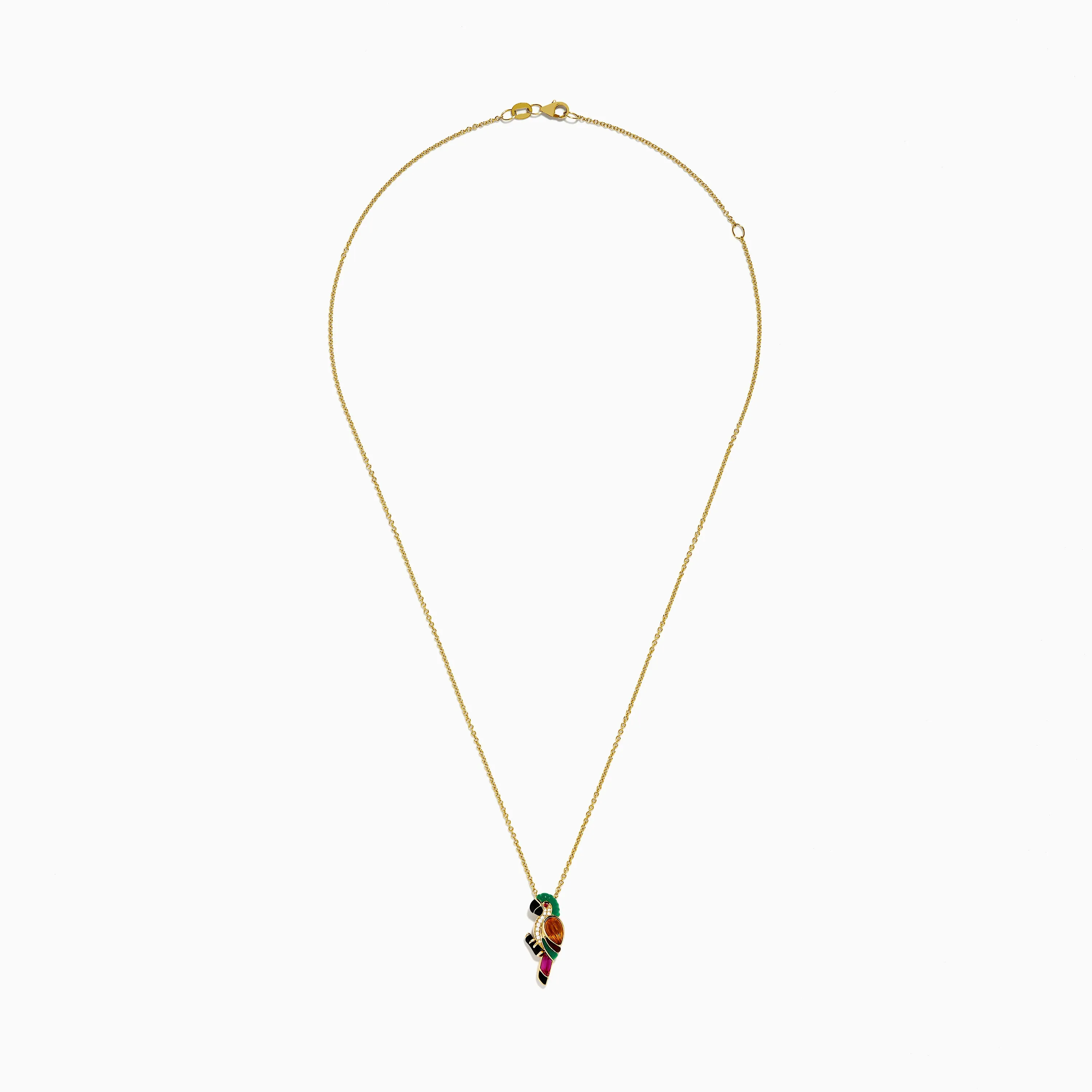 14K Yellow Gold Multi Gemstone and Diamond Parrot Pendant sold by Effy product image thumbnail 3