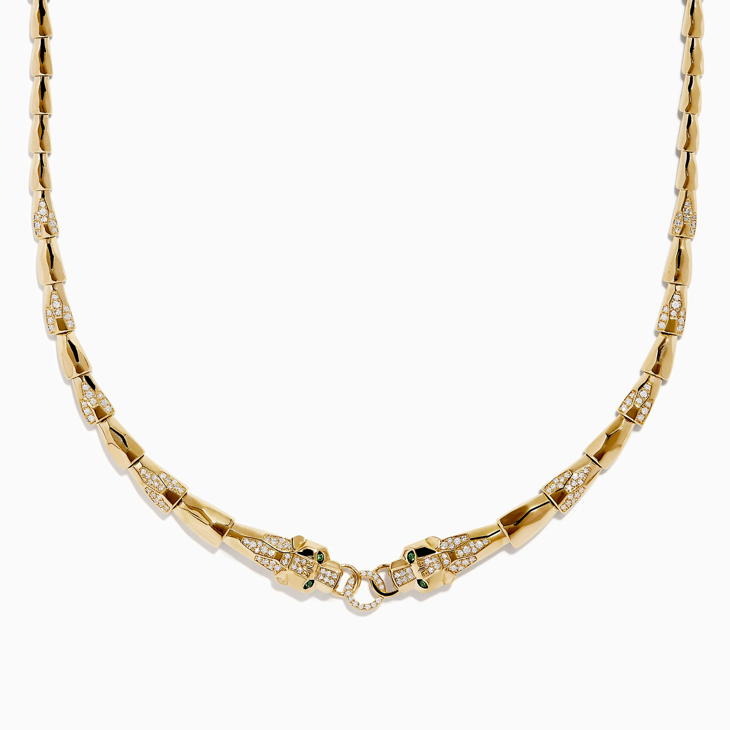 Signature 14K Yellow Gold Diamond and Tsavorite Panther Necklace sold by Effy