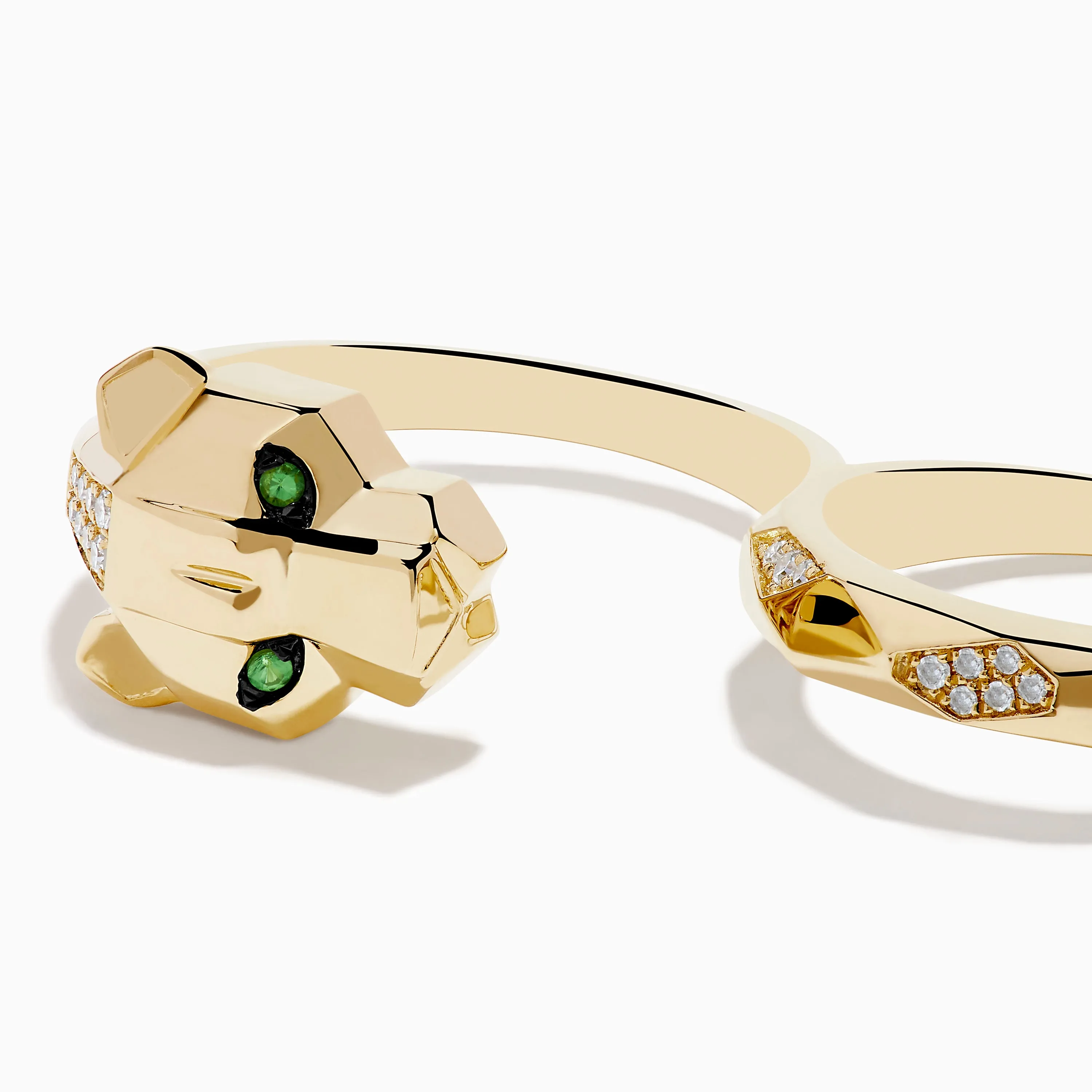 Signature 14K Yellow Gold Diamond and Tsavorite Two Finger Panther Ring sold by Effy product image thumbnail 2