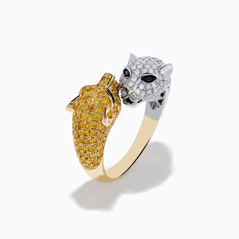 Signature 14K 2-Tone Gold White, Yellow and Black Diamond Bypass Ring sold by Effy
