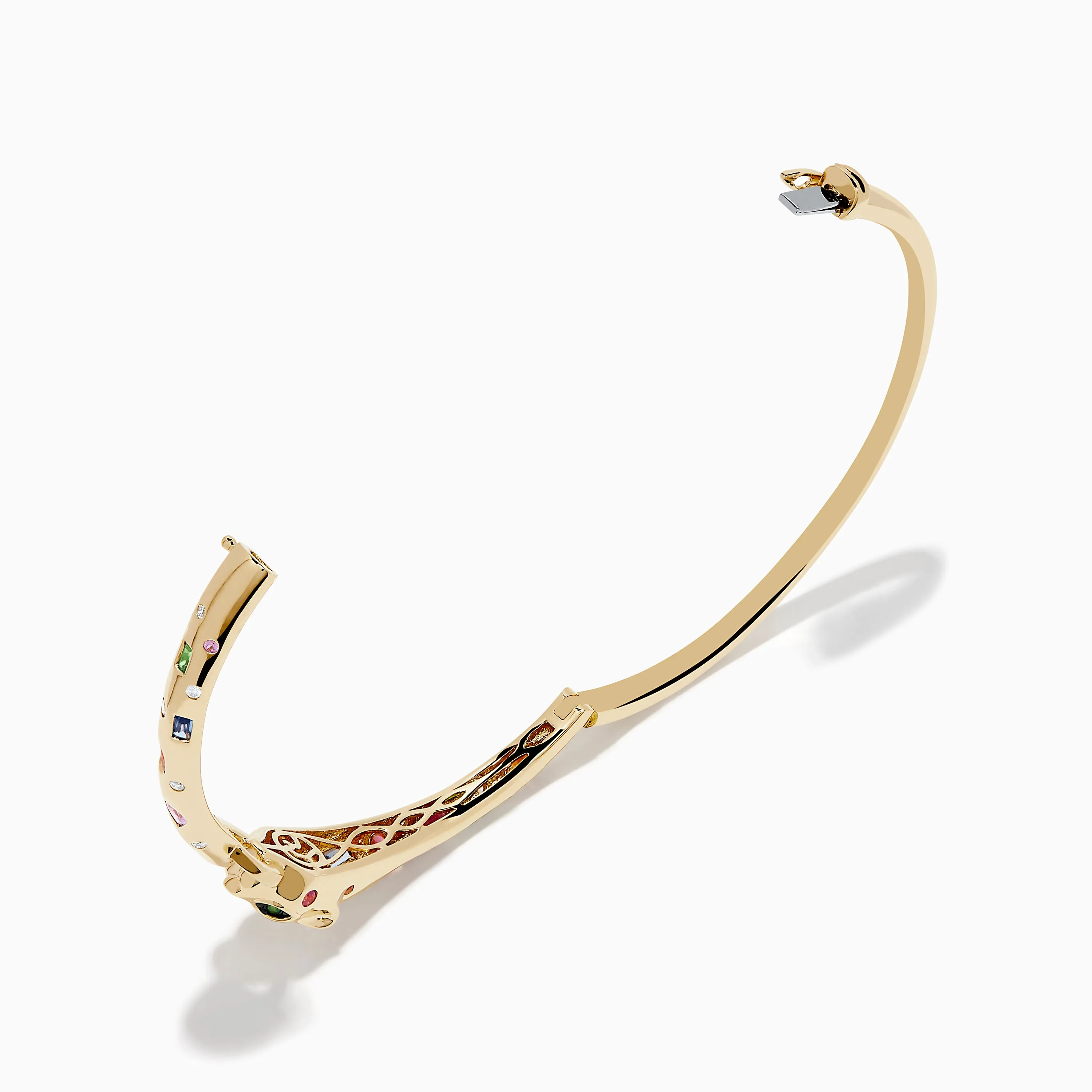 Signature 14K Gold Multi Sapphire and Diamond Panther Bangle sold by Effy product image thumbnail 2