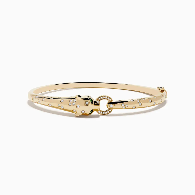 Signature 14K Yellow Gold Diamond and Tsavorite Bangle sold by Effy