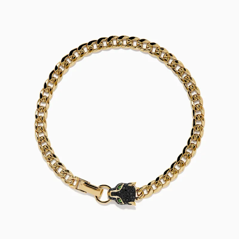 Signature 14K Gold Black Diamond Panther Chain Link Bracelet sold by Effy
