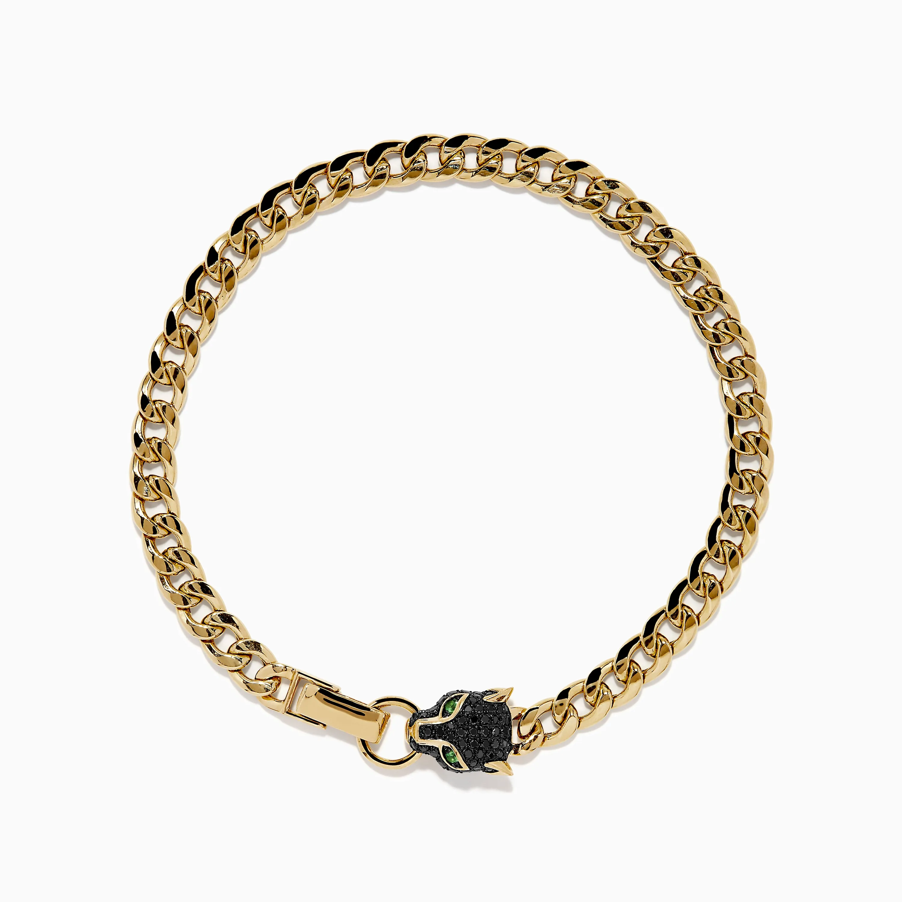 Signature 14K Gold Black Diamond Panther Chain Link Bracelet sold by Effy