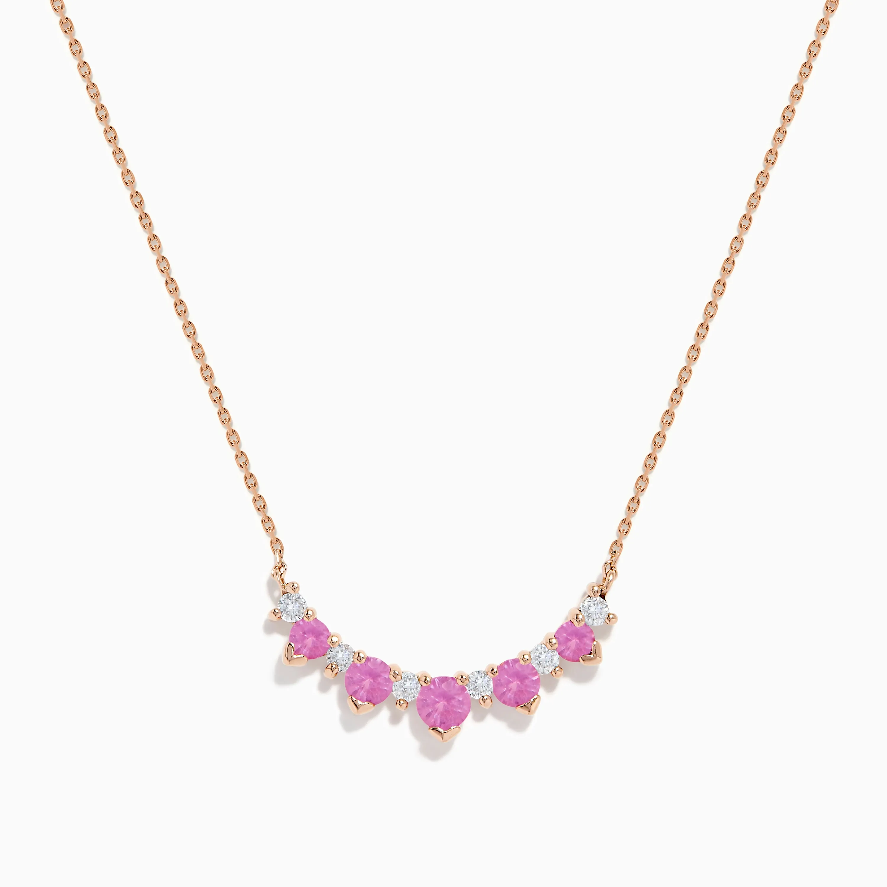 14K Rose Gold Pink Sapphire and Diamond Necklace sold by Effy