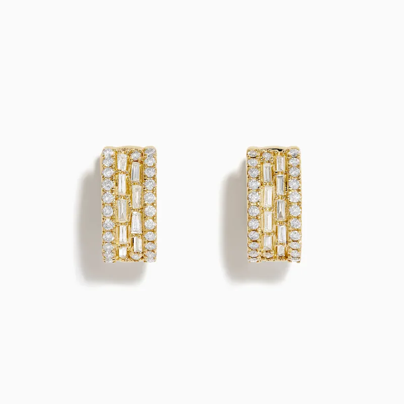 D'Oro 14K Yellow Gold Diamond Huggie Earrings sold by Effy