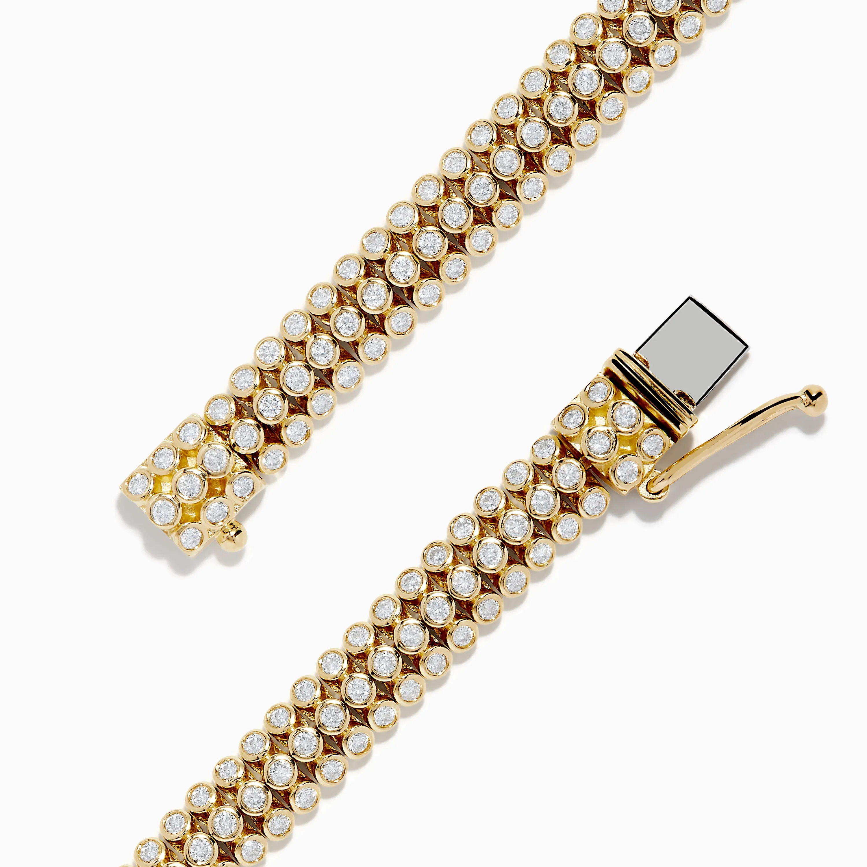 D'Oro 14K Yellow Gold 3-Row Bezel Set Diamond Bracelet sold by Effy product image thumbnail 4