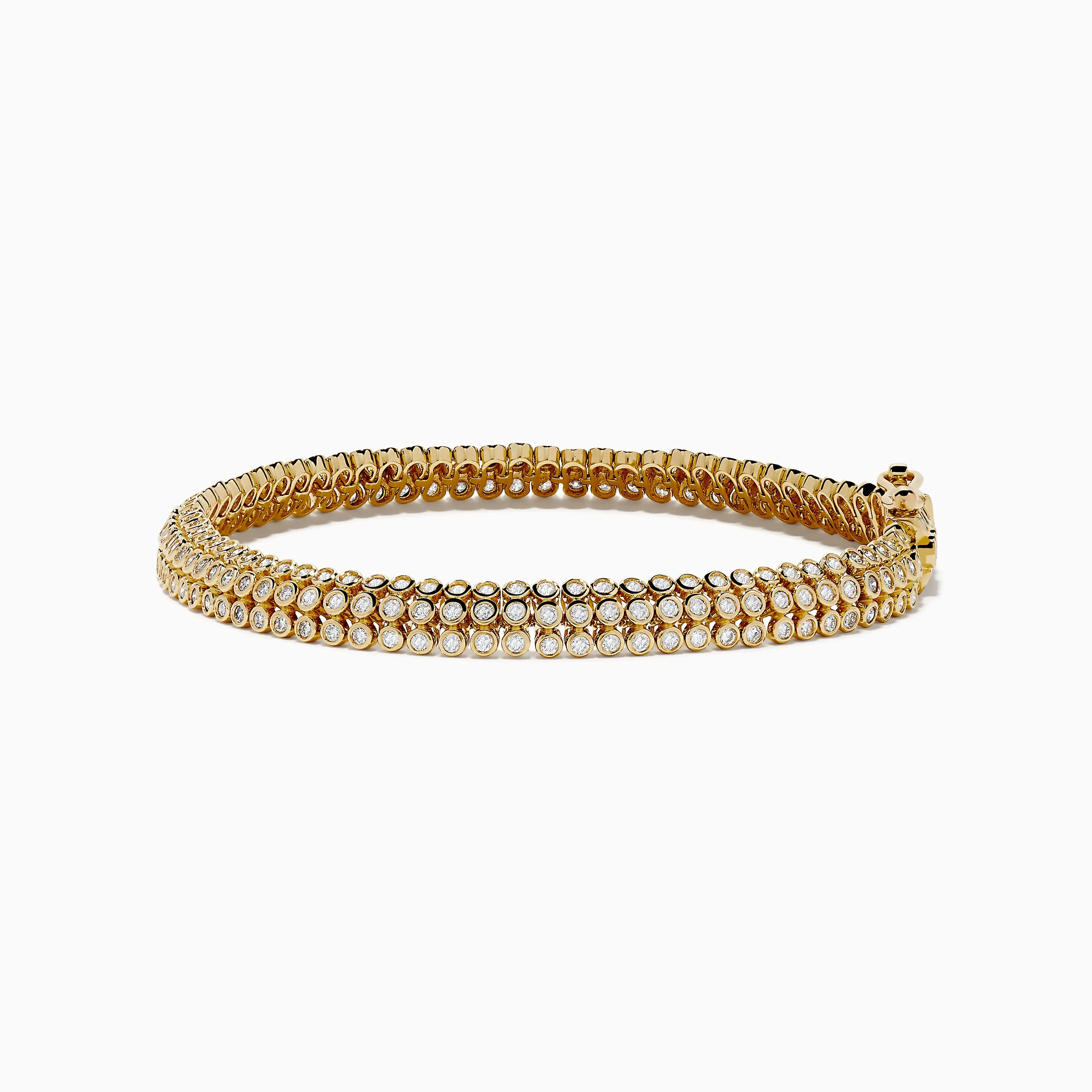 D'Oro 14K Yellow Gold 3-Row Bezel Set Diamond Bracelet sold by Effy