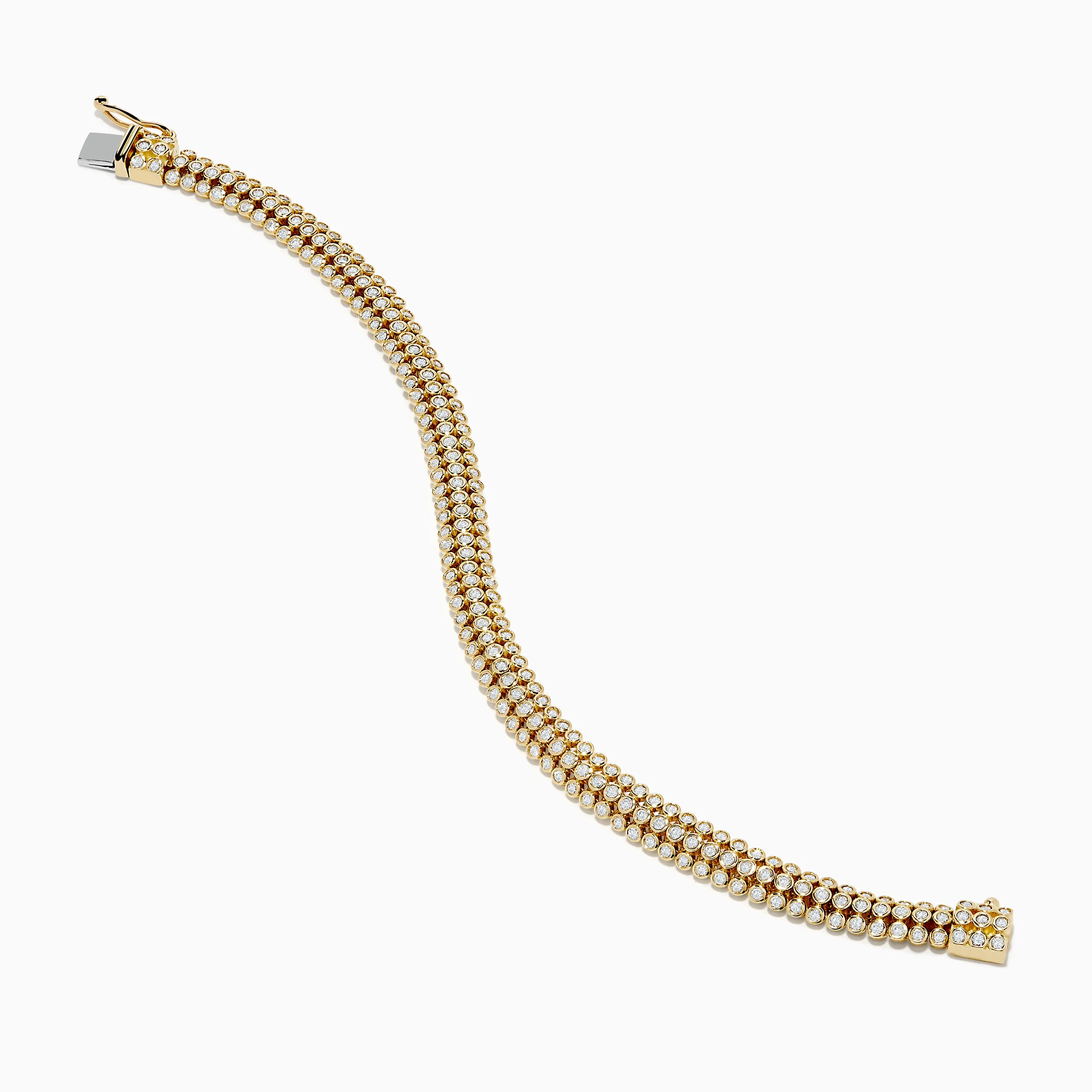 D'Oro 14K Yellow Gold 3-Row Bezel Set Diamond Bracelet sold by Effy product image thumbnail 2