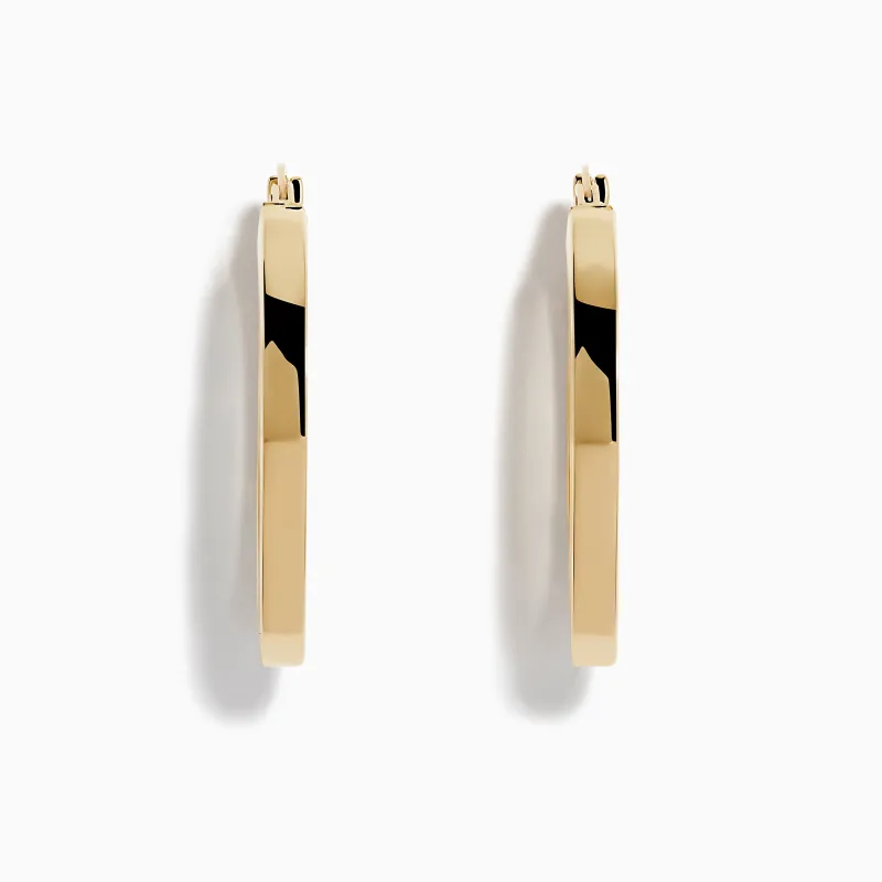 14K Yellow Gold Square Tube Oval Hoop Earrings sold by Effy