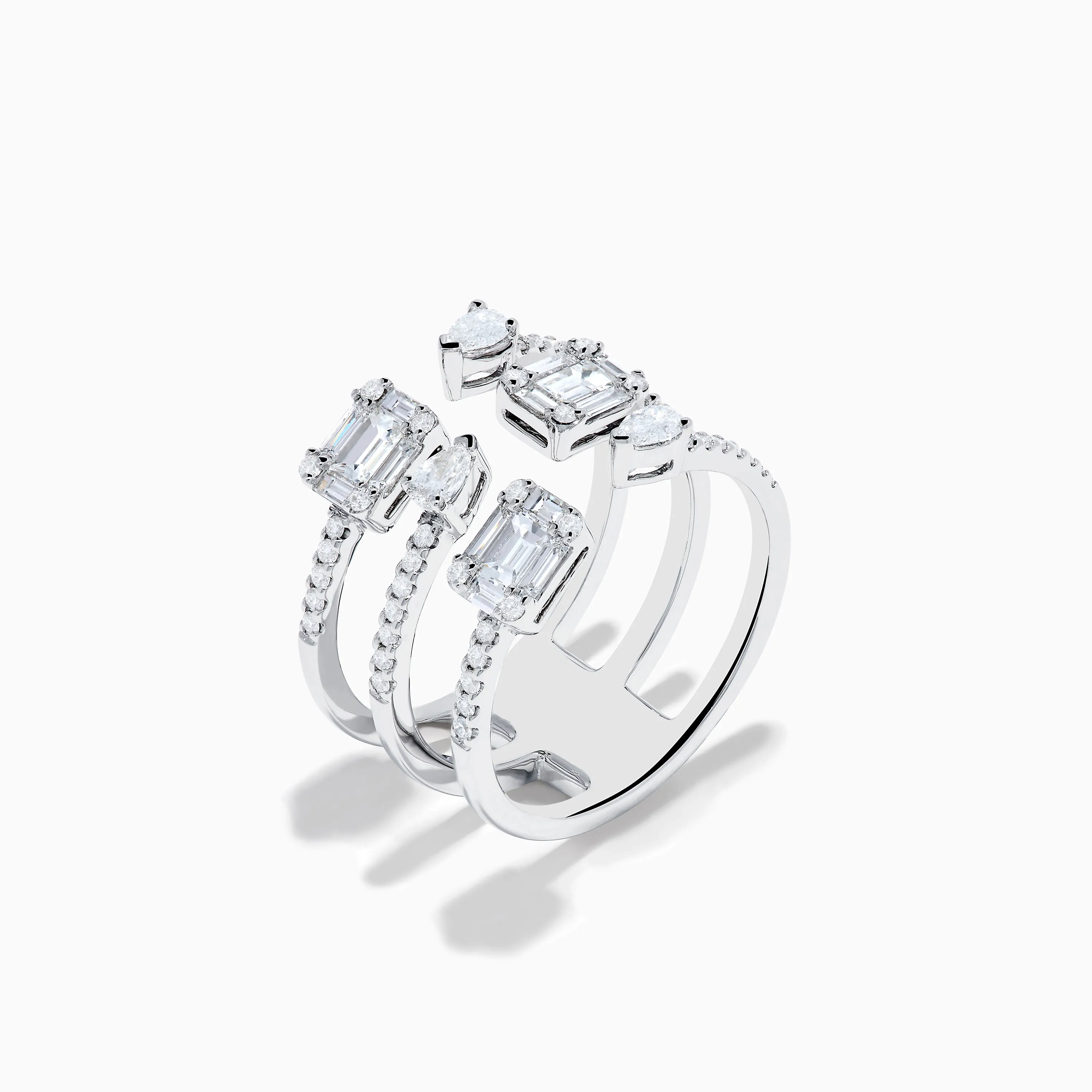 14K White Gold Triple Row Diamond Statement Ring sold by Effy product image thumbnail 4