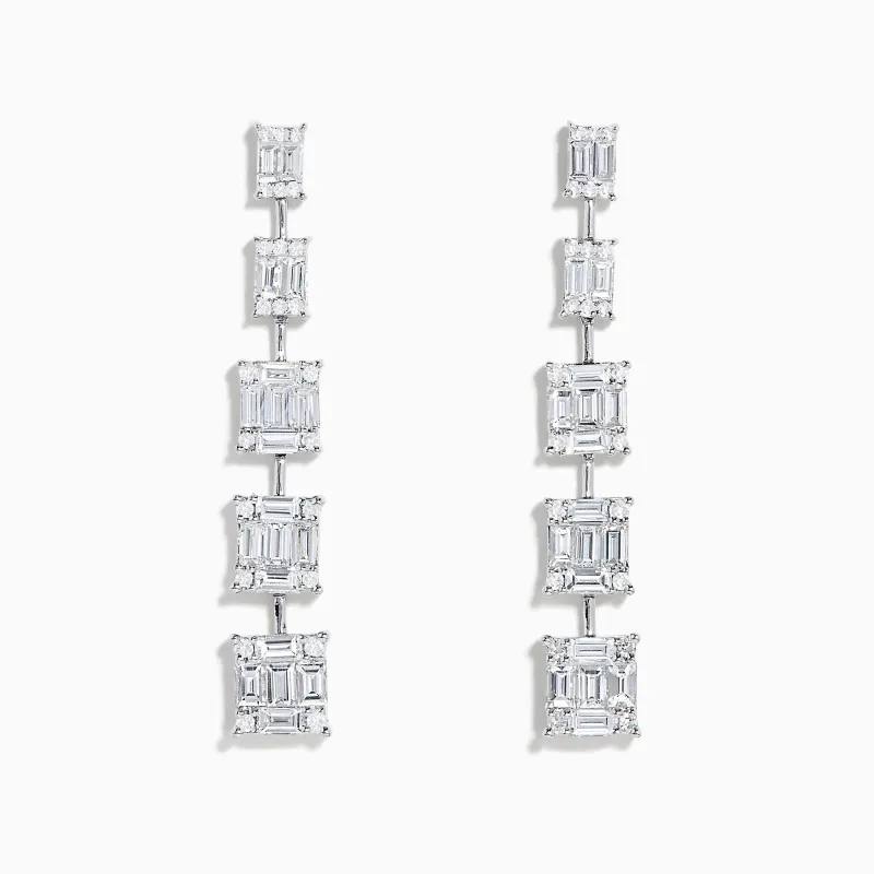 14K White Gold Diamond Linear Drop Earrings sold by Effy