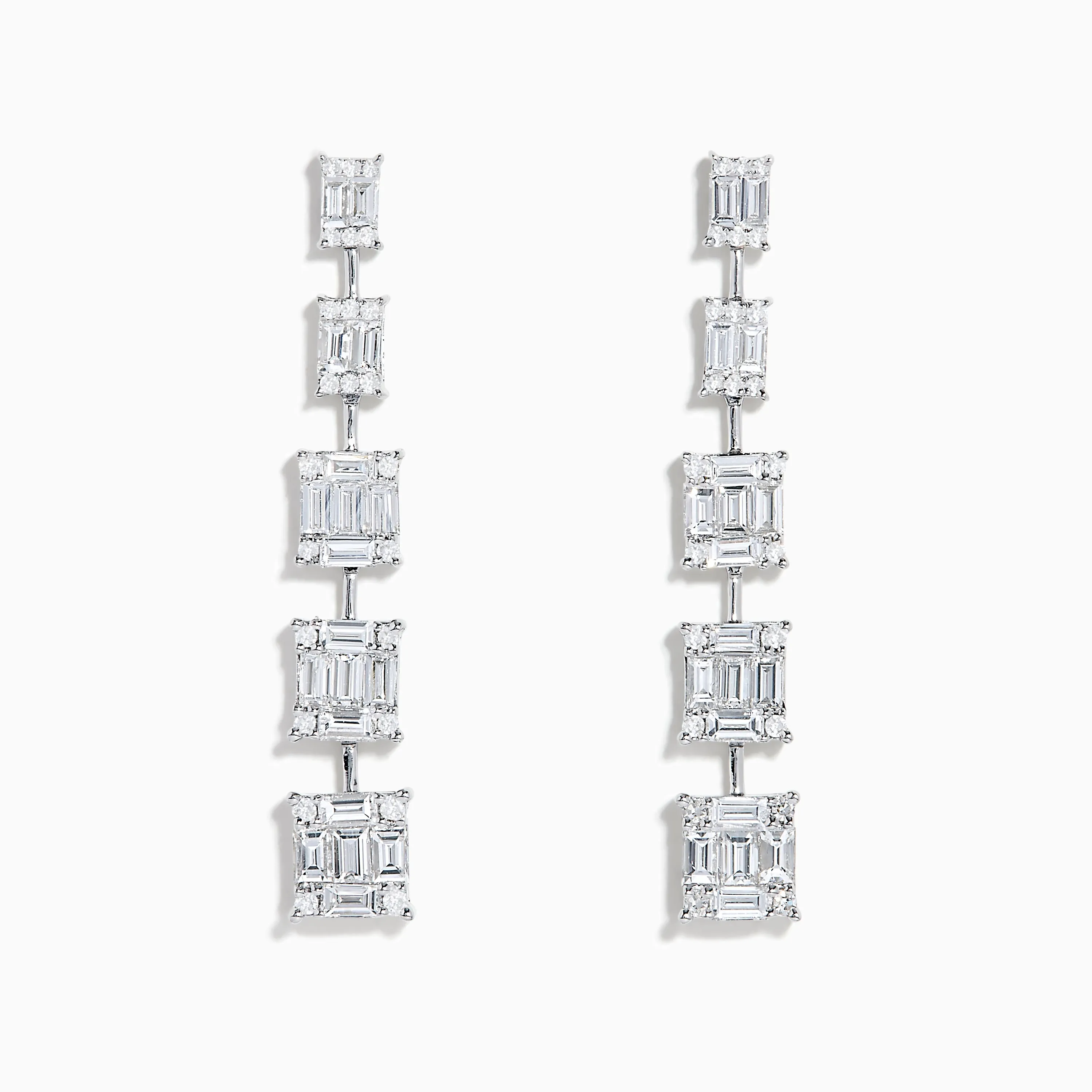 14K White Gold Diamond Linear Drop Earrings sold by Effy