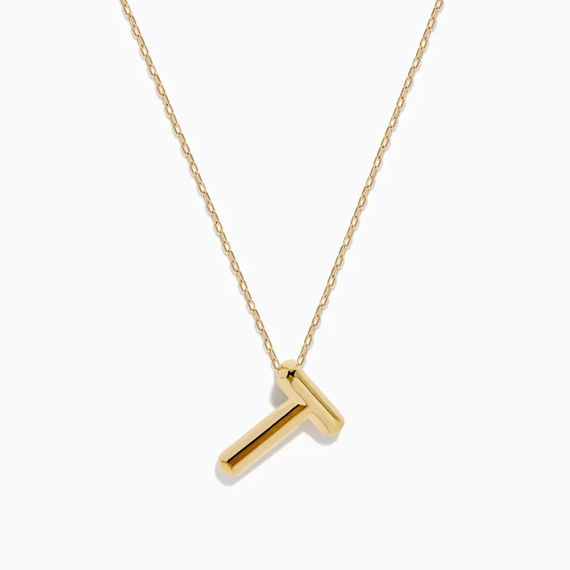 14K Yellow Gold Initial "T" Bubble Pendant sold by Effy