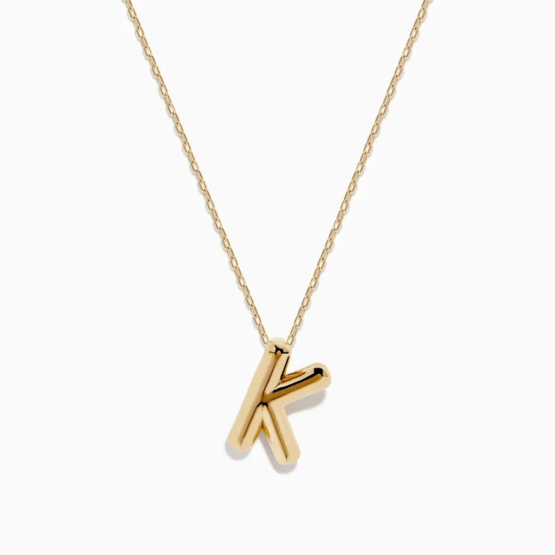 14K Yellow Gold Initial "K" Bubble Pendant sold by Effy