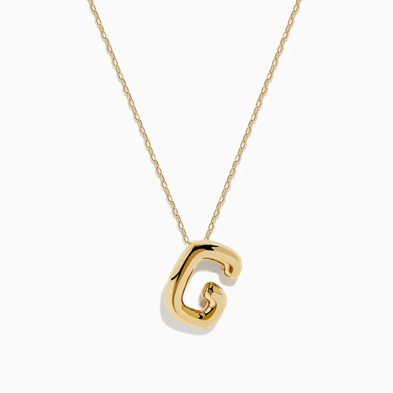 14K Yellow Gold Initial "G" Bubble Pendant sold by Effy