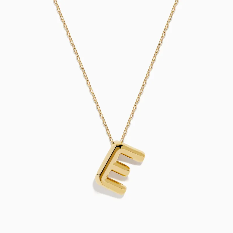 14K Yellow Gold Initial "E" Bubble Pendant sold by Effy