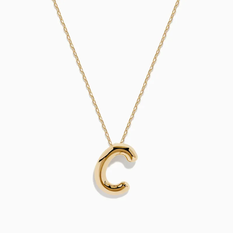 14K Yellow Gold Initial "C" Bubble Pendant sold by Effy