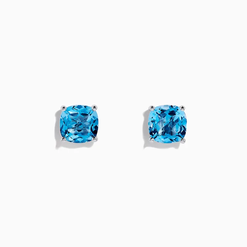 14K White Gold Blue Topaz Stud Earrings, 5.15 TCW sold by Effy