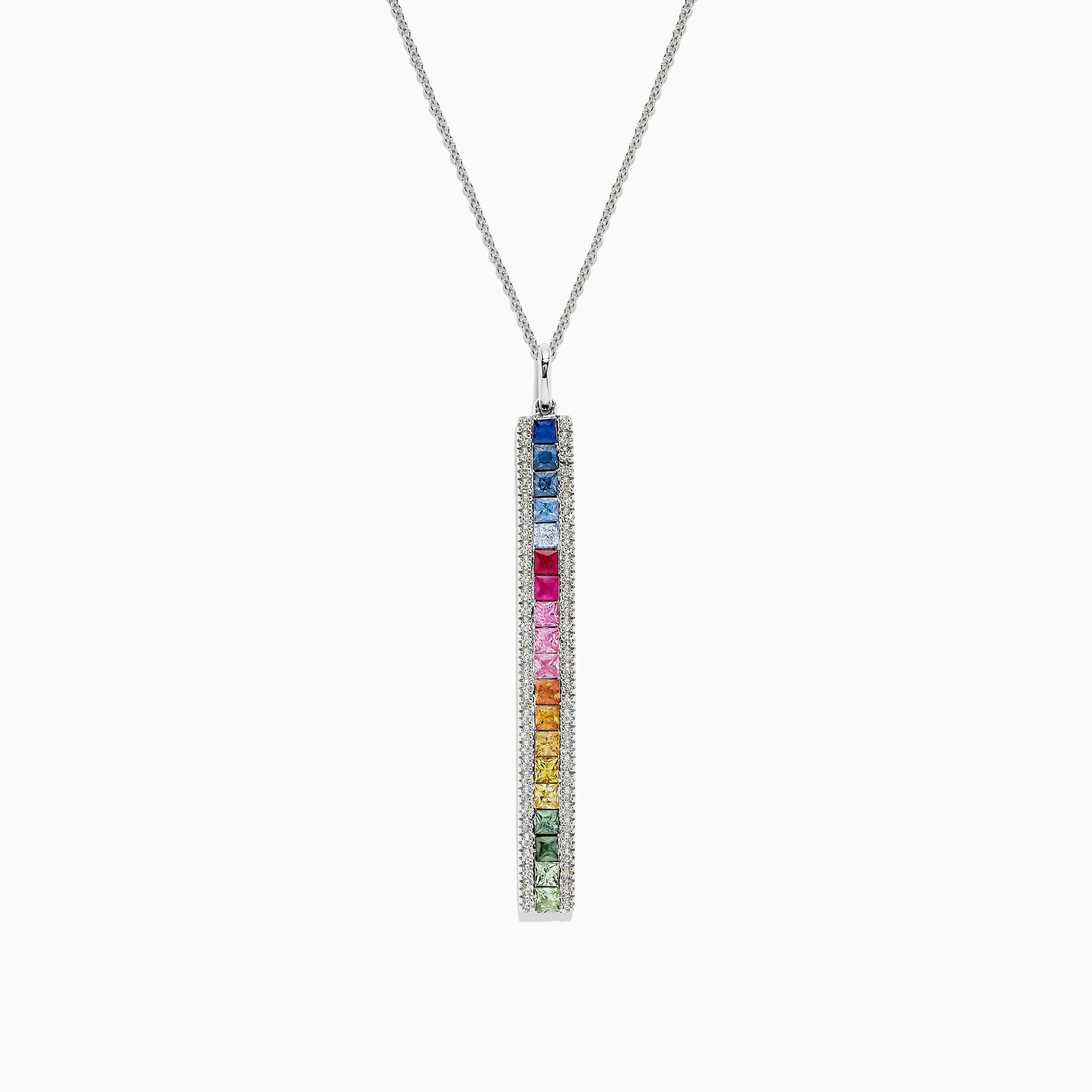 Watercolors 14K White Gold Sapphire and Diamond Vertical Pendant, 2.06 TCW sold by Effy