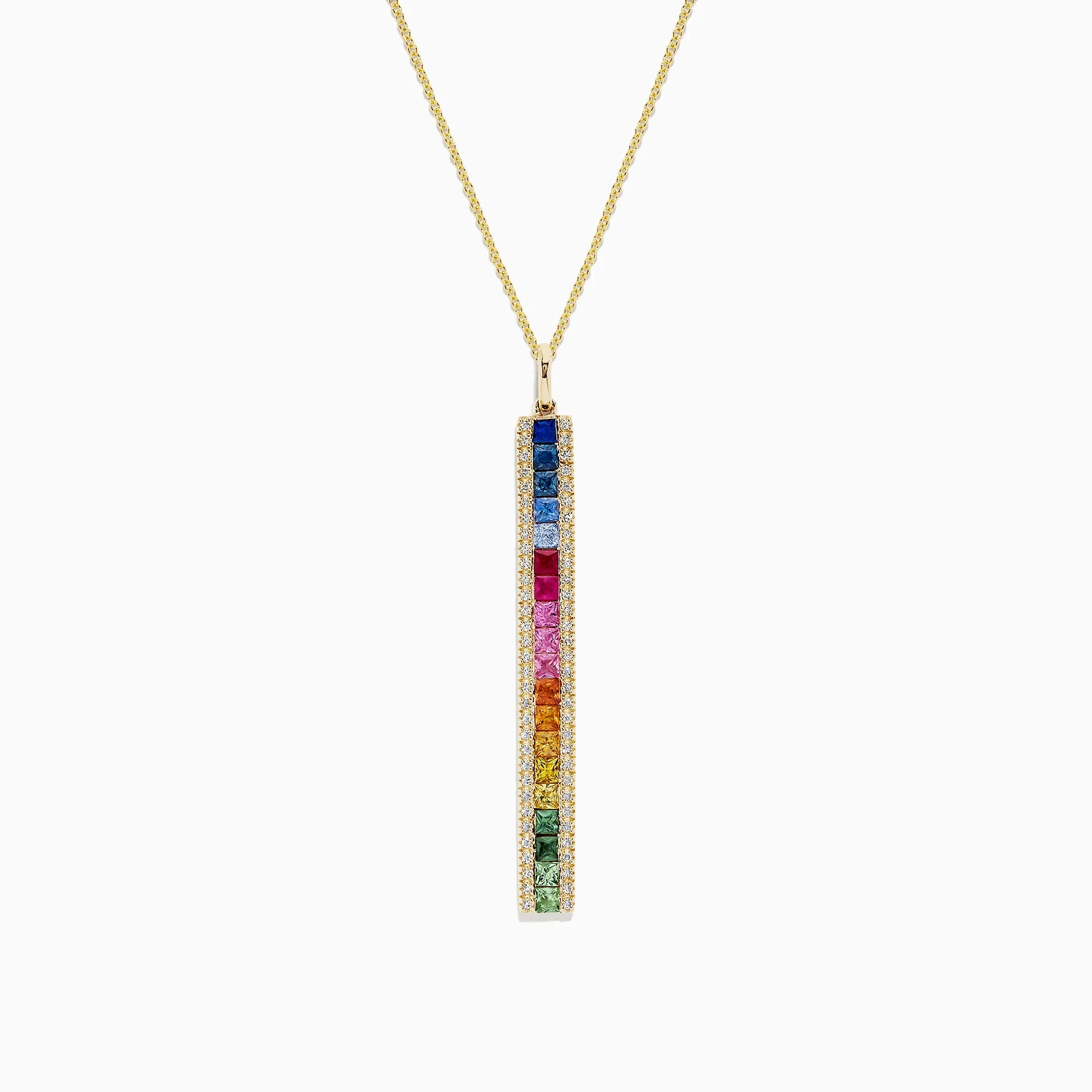 Watercolors 14K Yellow Gold Sapphire and Diamond Vertical Pendant, 2.06 TCW sold by Effy