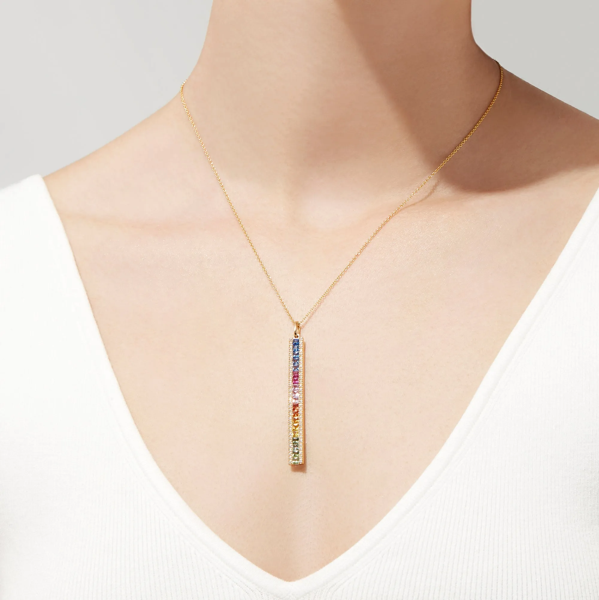 Watercolors 14K Yellow Gold Sapphire and Diamond Vertical Pendant, 2.06 TCW sold by Effy product image thumbnail 2