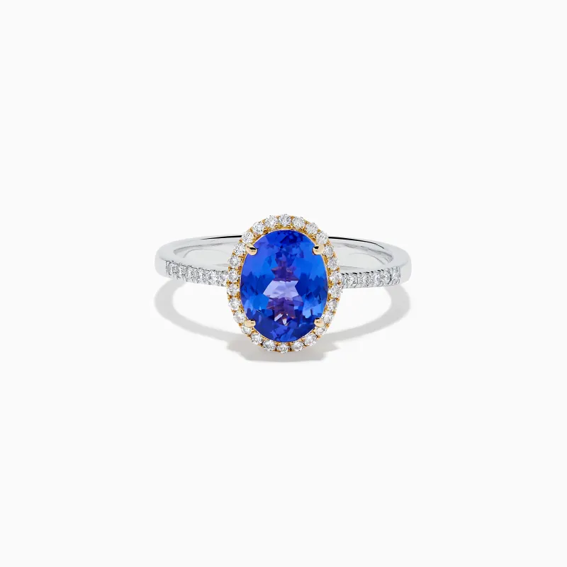 Nahla 14K Two Tone Gold Tanzanite and Diamond Halo Ring sold by Effy