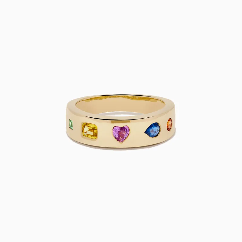Watercolors 14K Yellow Gold Multi Shaped Multi Sapphire Band sold by Effy
