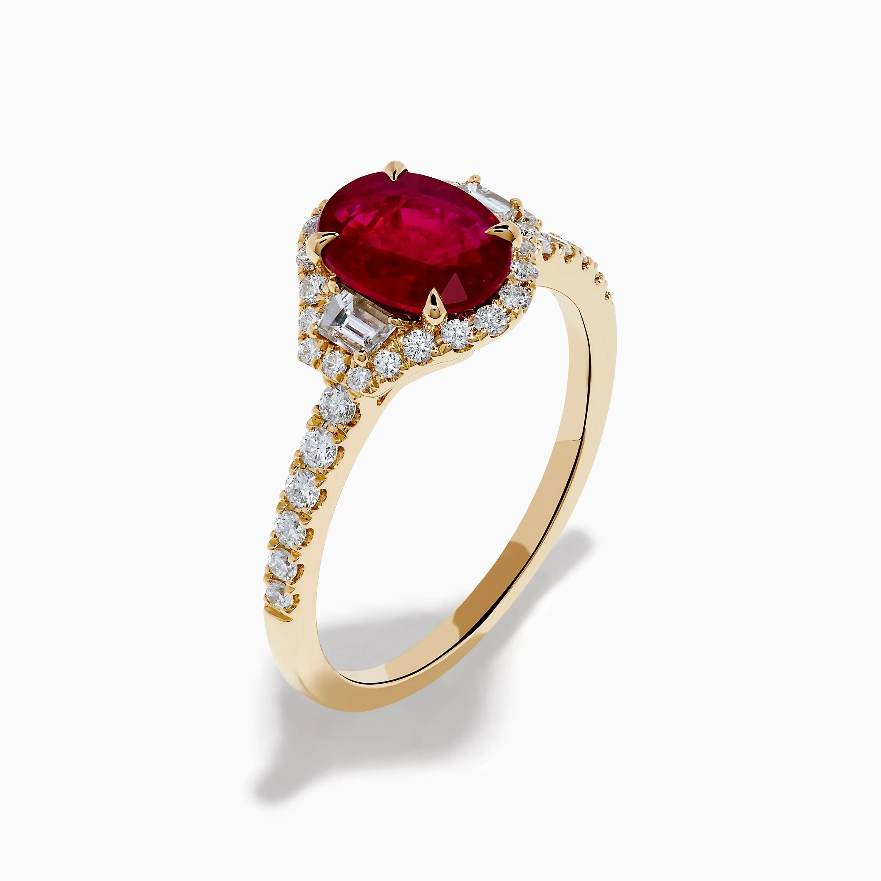 Ruby Royale 14K Yellow Gold Ruby and Diamond 3 Stone Ring sold by Effy product image thumbnail 4