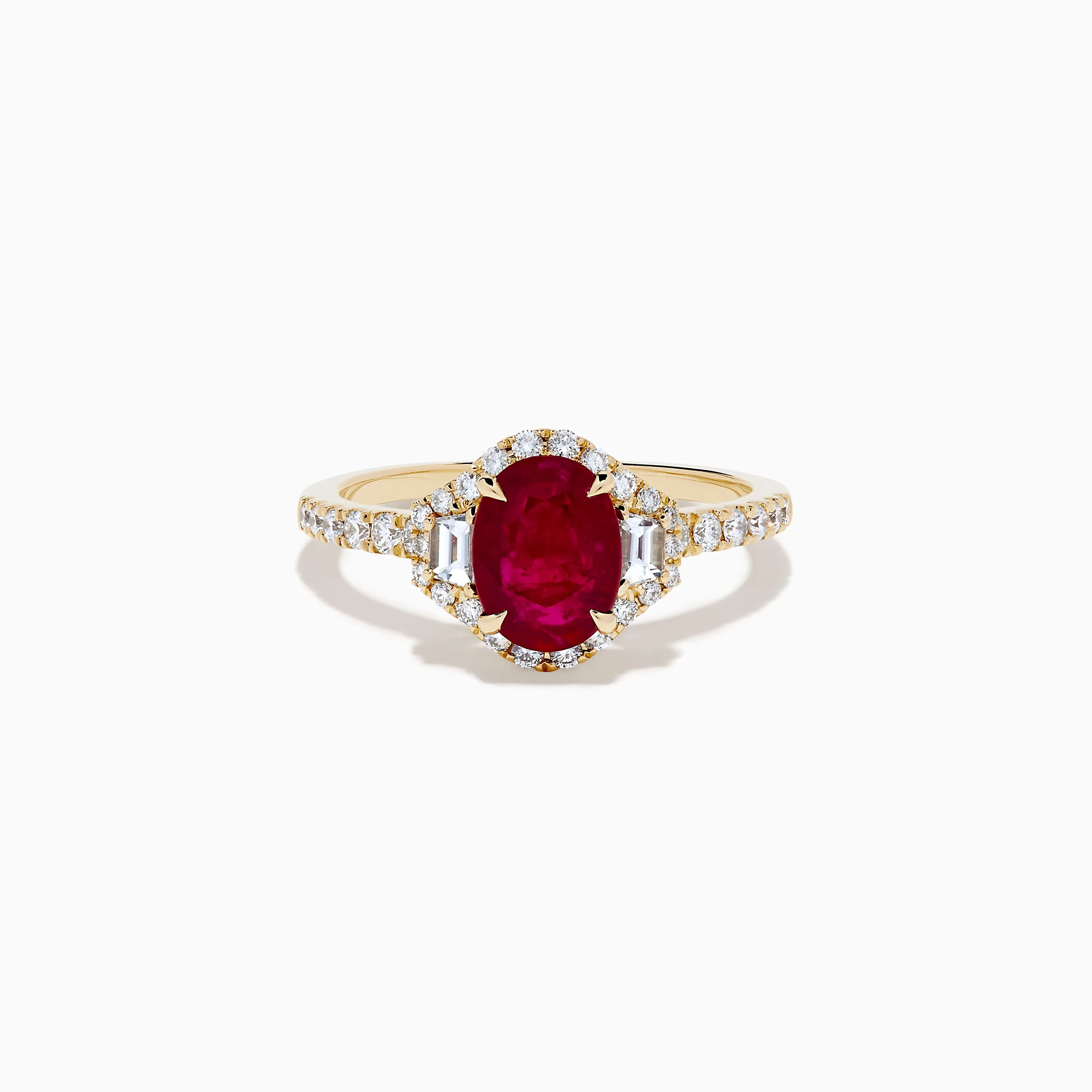 Ruby Royale 14K Yellow Gold Ruby and Diamond 3 Stone Ring sold by Effy