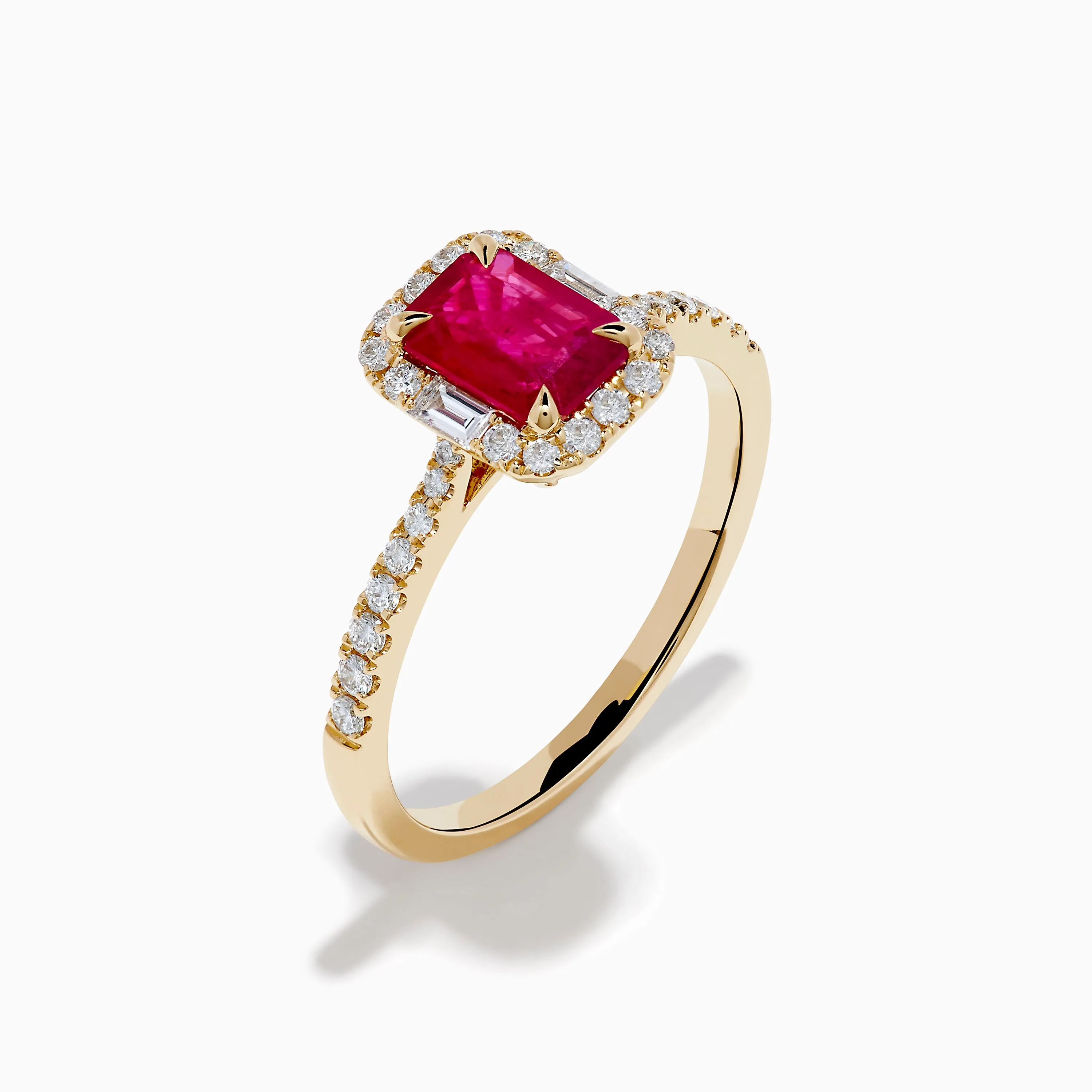 Ruby Royale 14K Yellow Gold Ruby and Diamond Halo Ring sold by Effy product image thumbnail 4