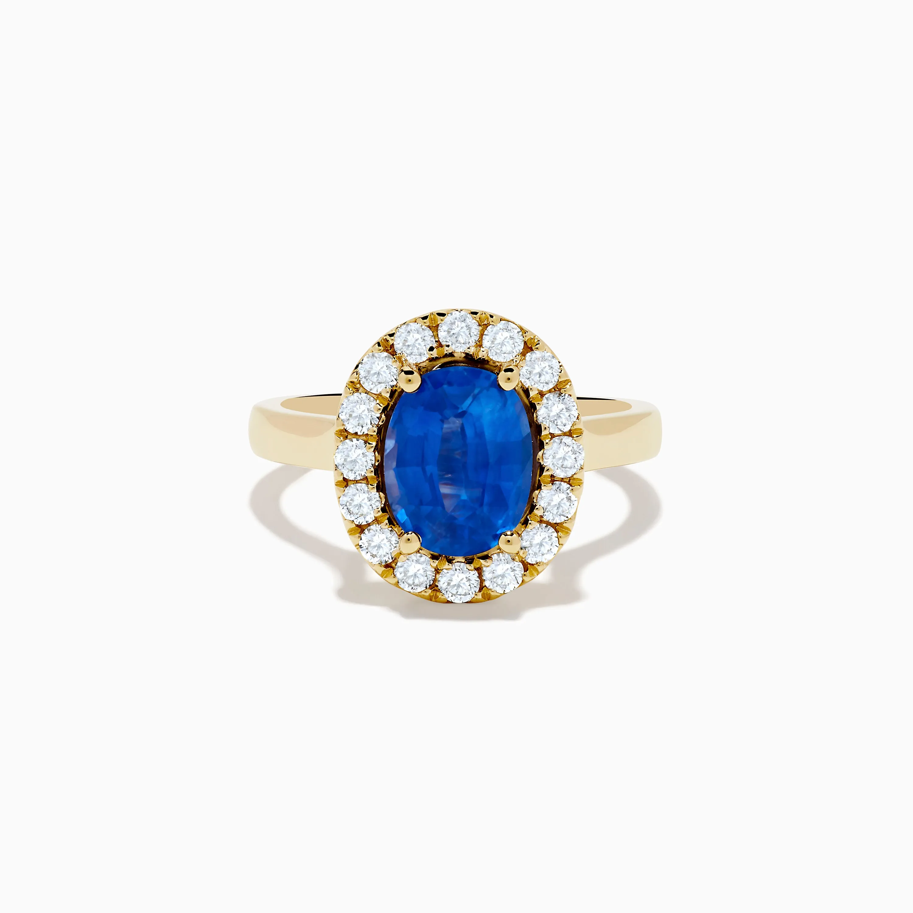 Royale Bleu 18K Yellow Gold Blue Sapphire and Diamond Halo Ring sold by Effy