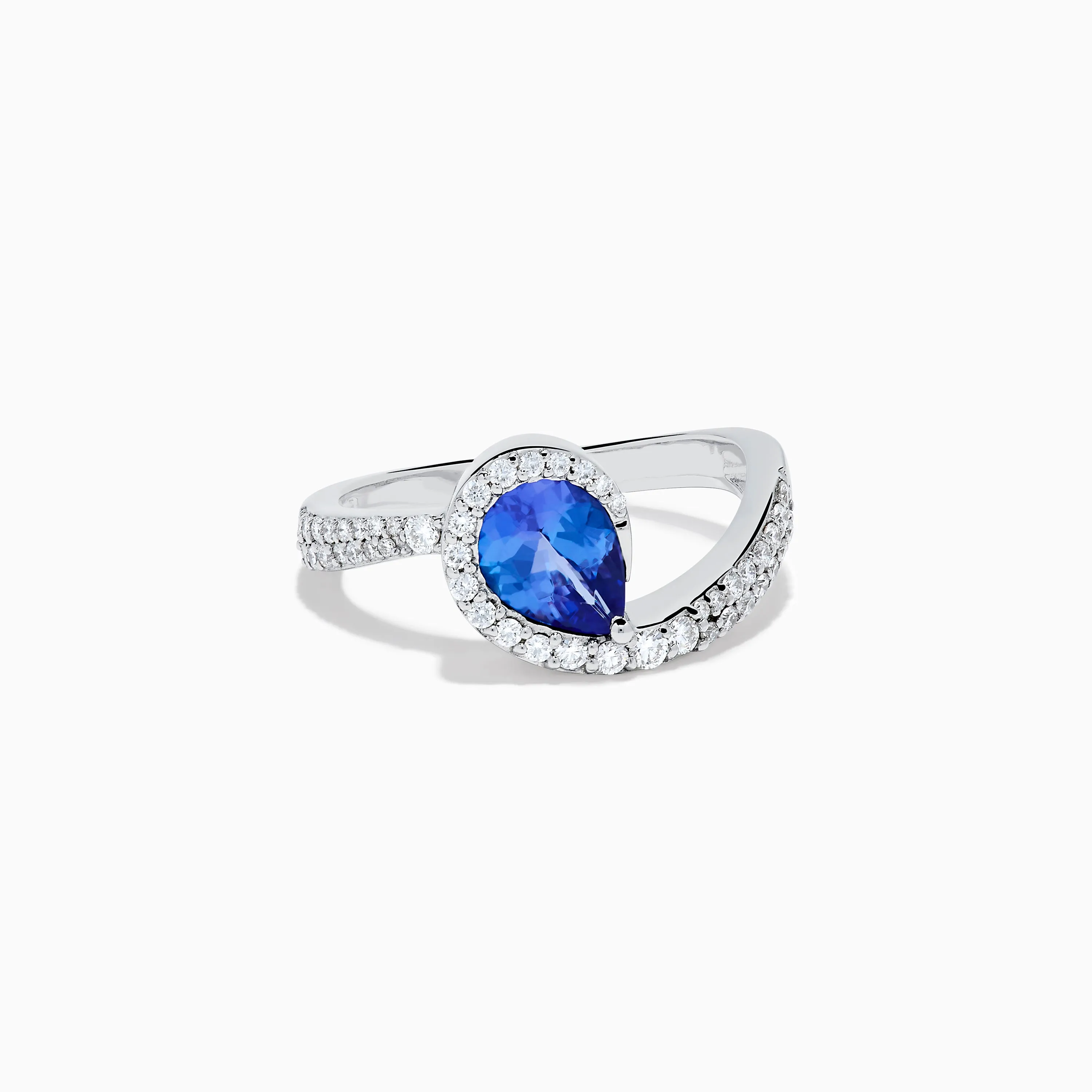 Nahla 14K White Gold Tanzanite and Diamond Pear Swirl Ring sold by Effy
