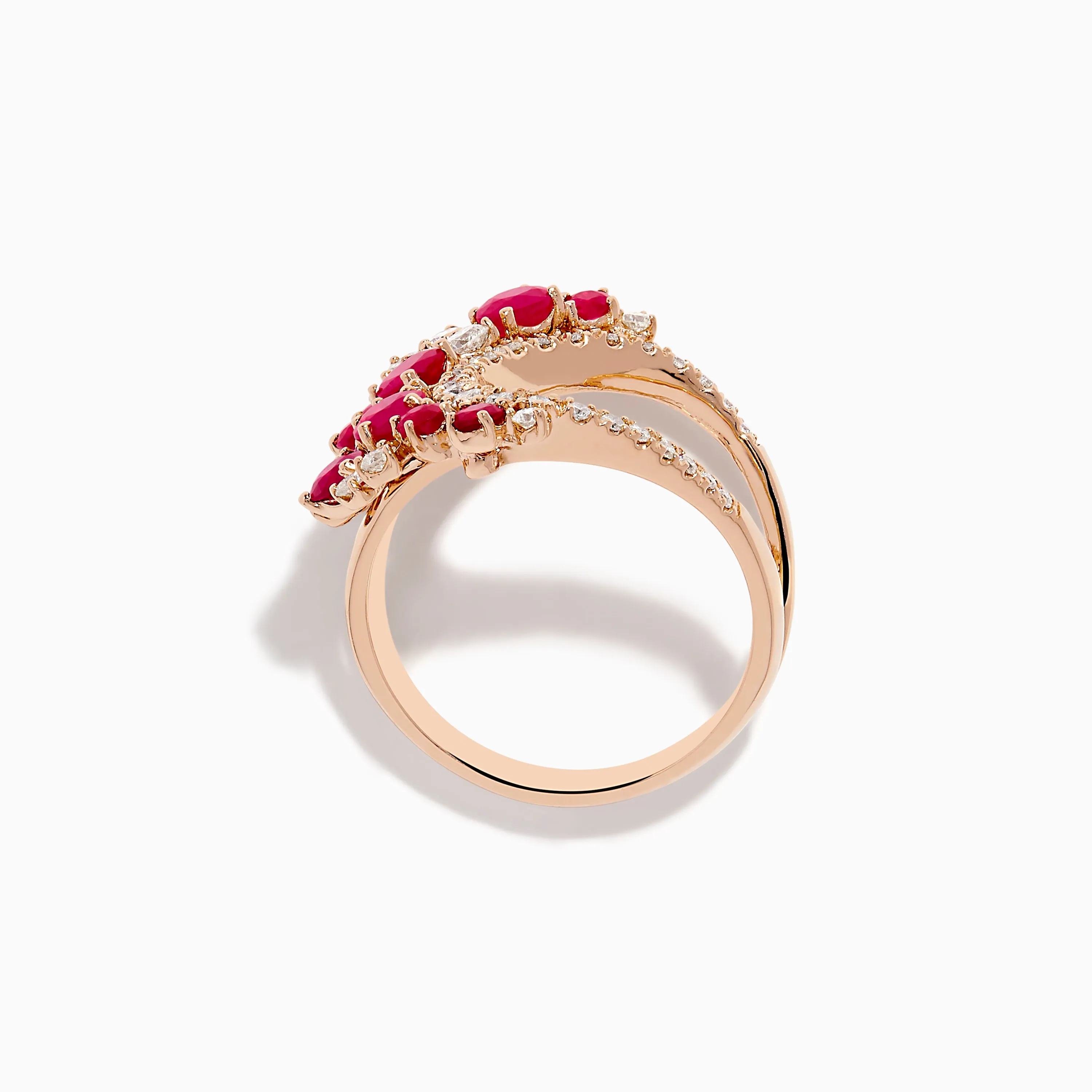 Ruby Royale 14K Rose Gold Ruby and Diamond Wave Ring sold by Effy product image thumbnail 3