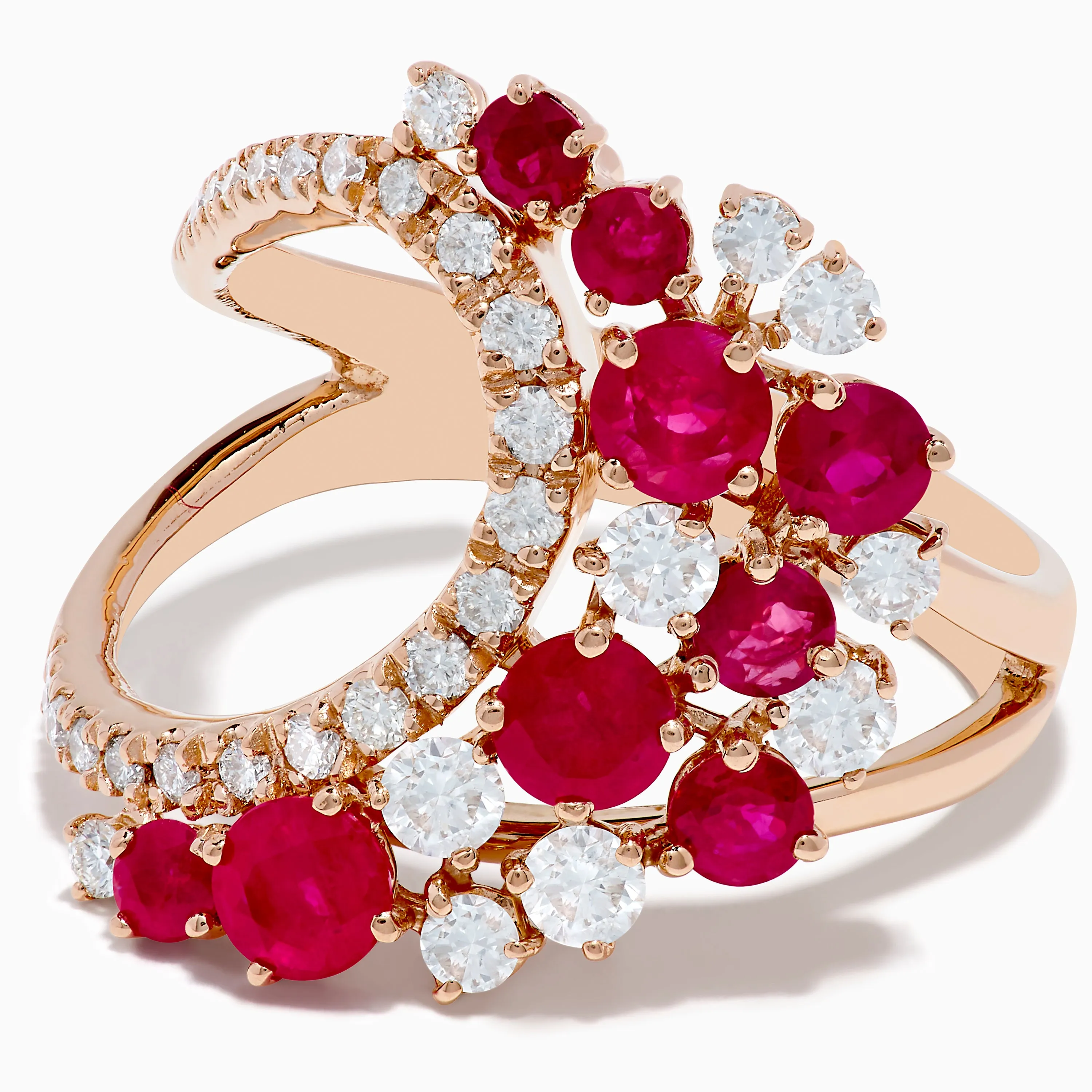Ruby Royale 14K Rose Gold Ruby and Diamond Wave Ring sold by Effy product image thumbnail 2