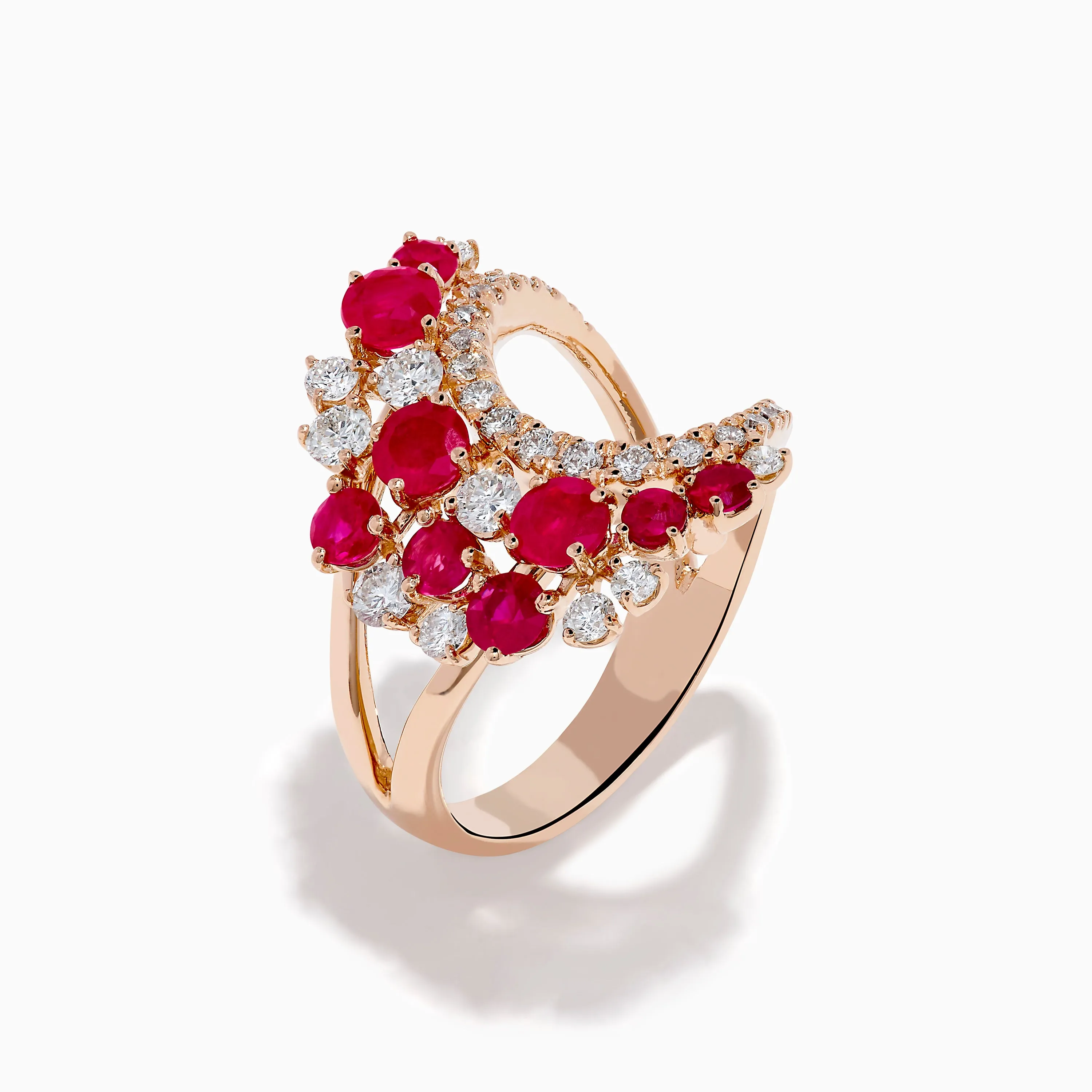 Ruby Royale 14K Rose Gold Ruby and Diamond Wave Ring sold by Effy product image thumbnail 4