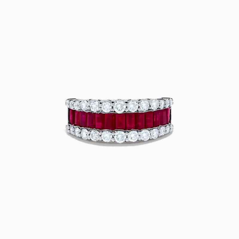 Ruby Royale 14K White Gold Ruby and Diamond Wide Band sold by Effy