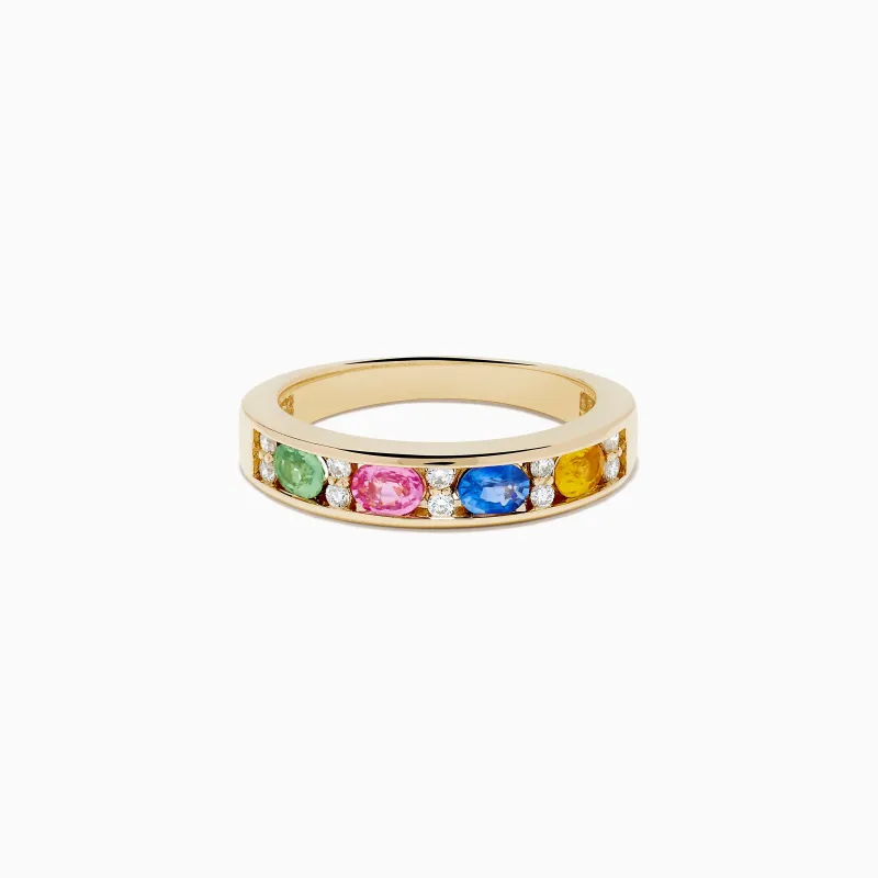 Watercolors 14K Yellow Gold Multi Sapphire and Diamond Band sold by Effy