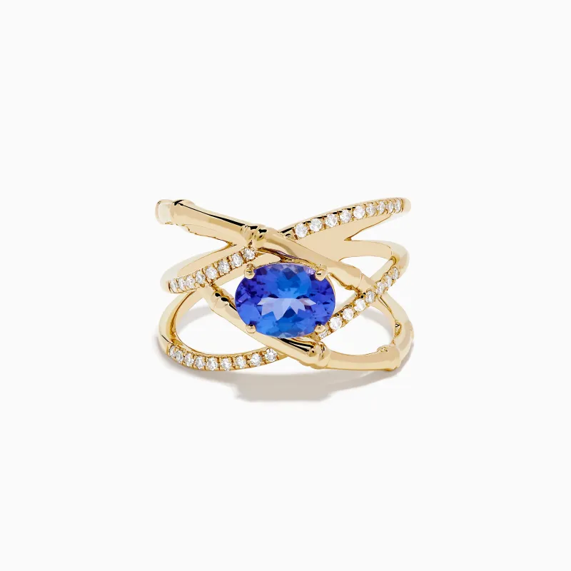 Nahla 14K Yellow Gold Tanzanite and Diamond Criss Cross Ring sold by Effy