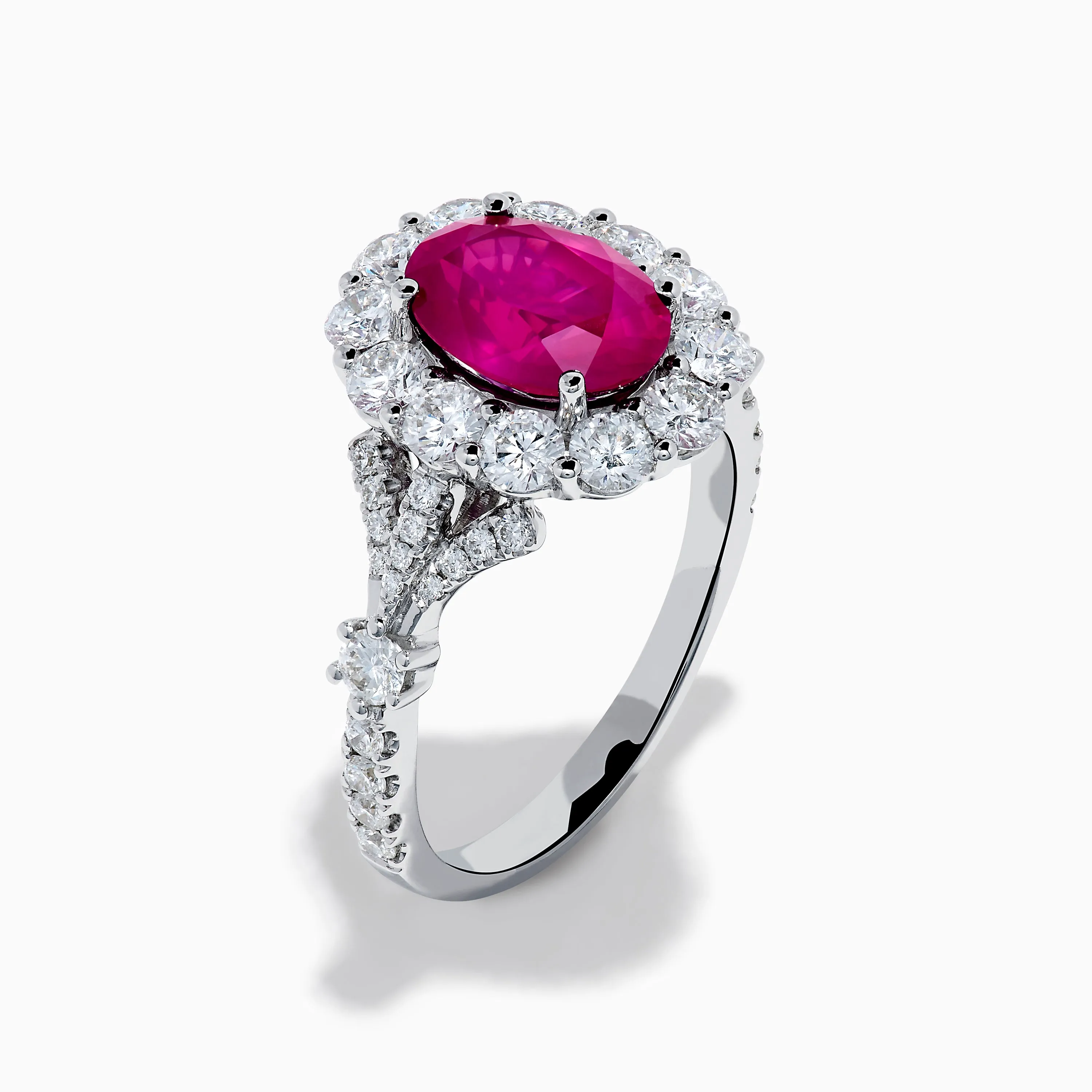 18K White Gold Ruby and Diamond Halo Ring sold by Effy product image thumbnail 4