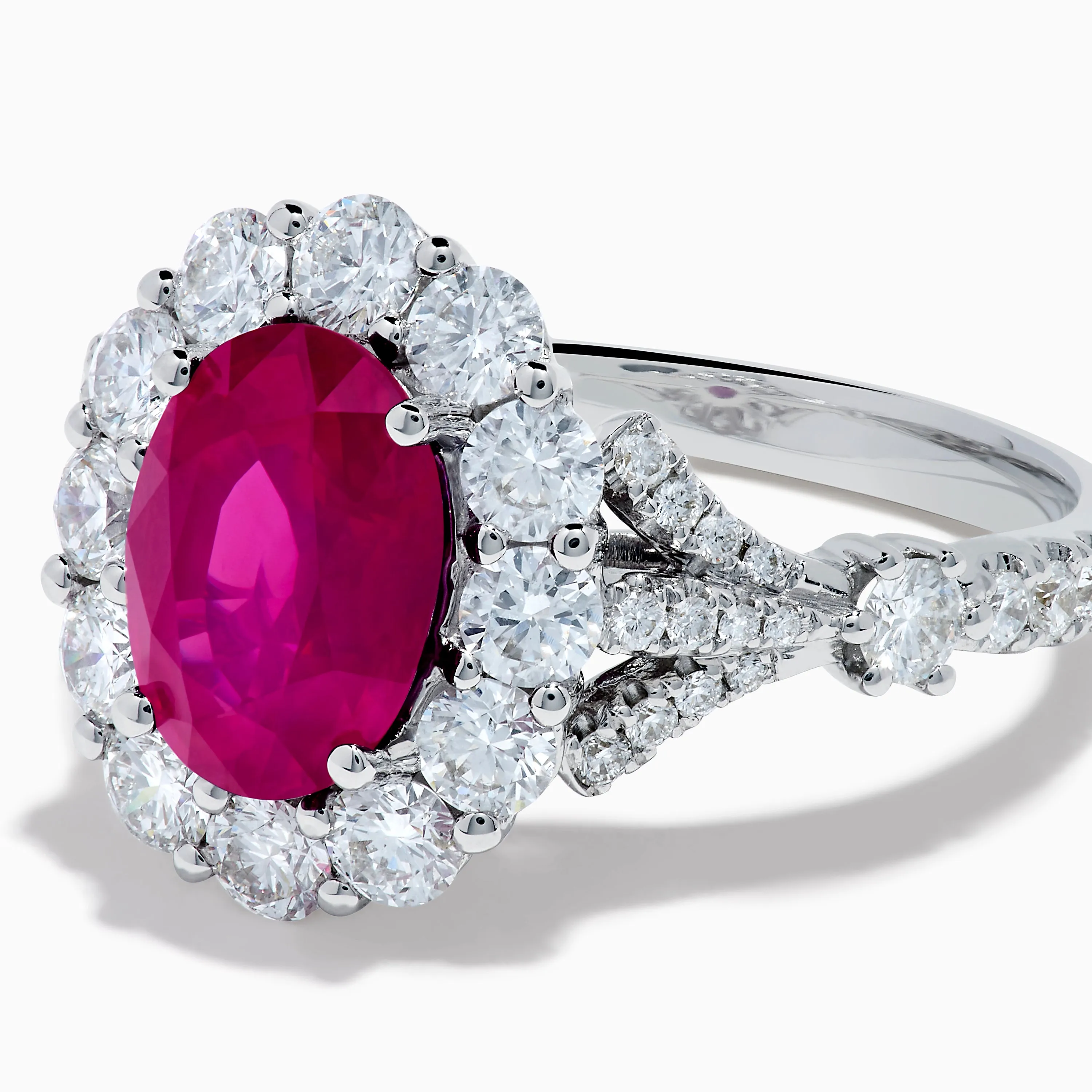 18K White Gold Ruby and Diamond Halo Ring sold by Effy product image thumbnail 2
