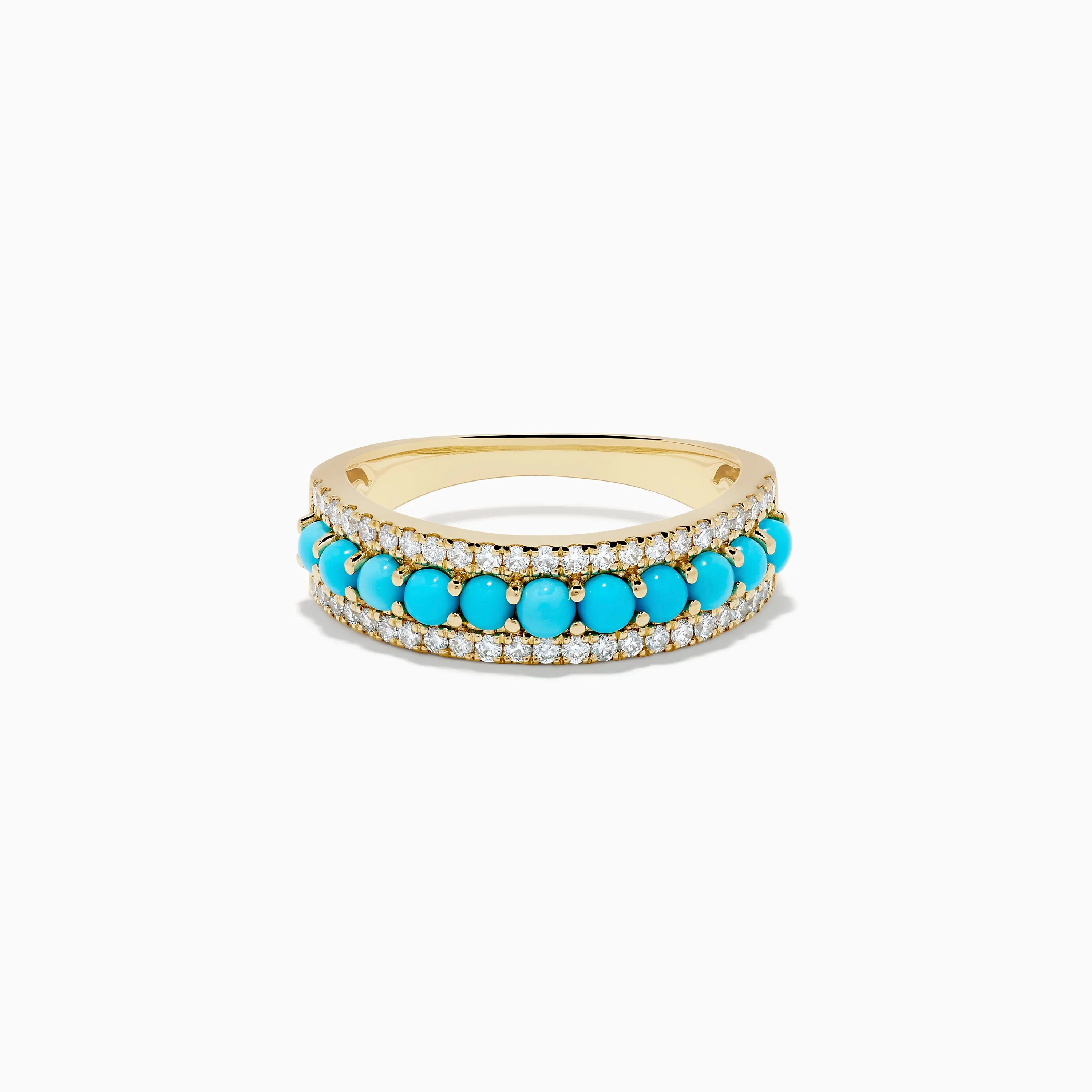 14K Yellow Gold Turquoise and Diamond Wedding Band sold by Effy